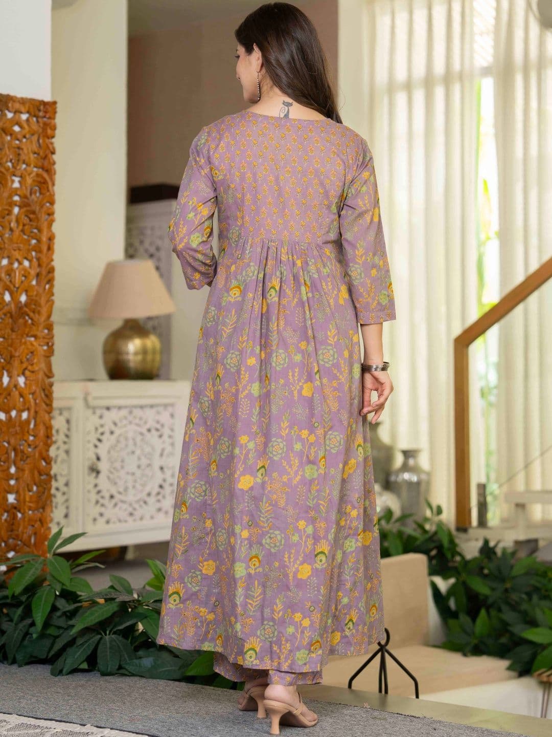 KALINI Women Ethnic Motifs Printed Empire Pure Cotton Kurta with Trousers & With Dupatta thumbnail 2