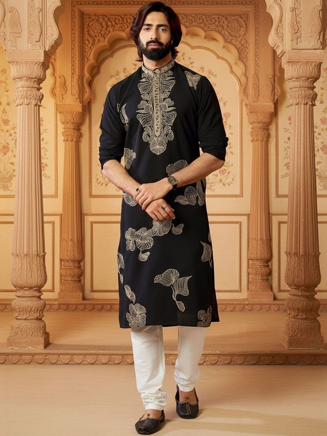 RANGRAAG Men Ethnic Motifs Embroidered Thread Work Kurta thumbnail 4
