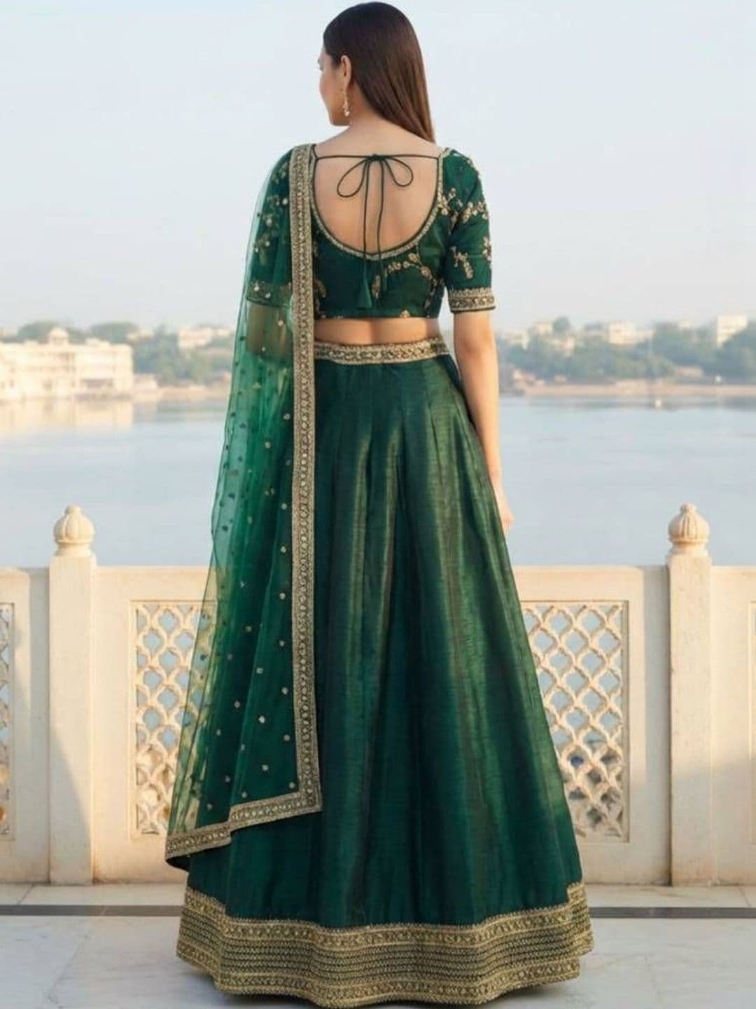 DREAM EXPORTER Embroidered Semi-Stitched Lehenga & Blouse With Dupatta thumbnail 4