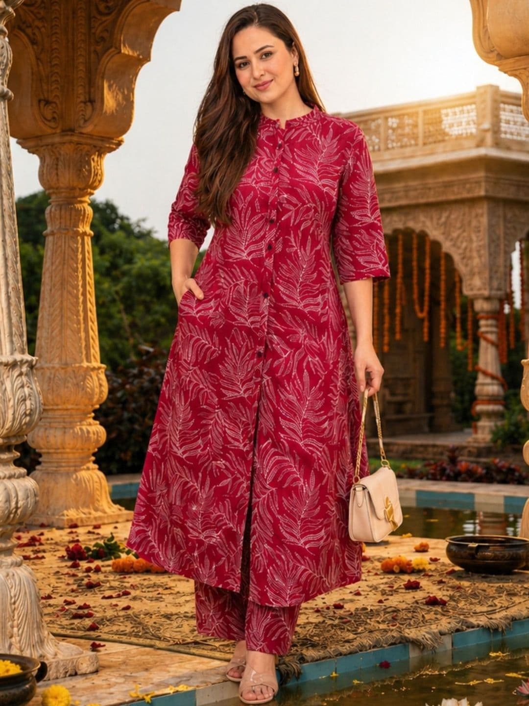 Klere Women Ethnic Motifs Printed Regular Kurta with Trousers thumbnail 3