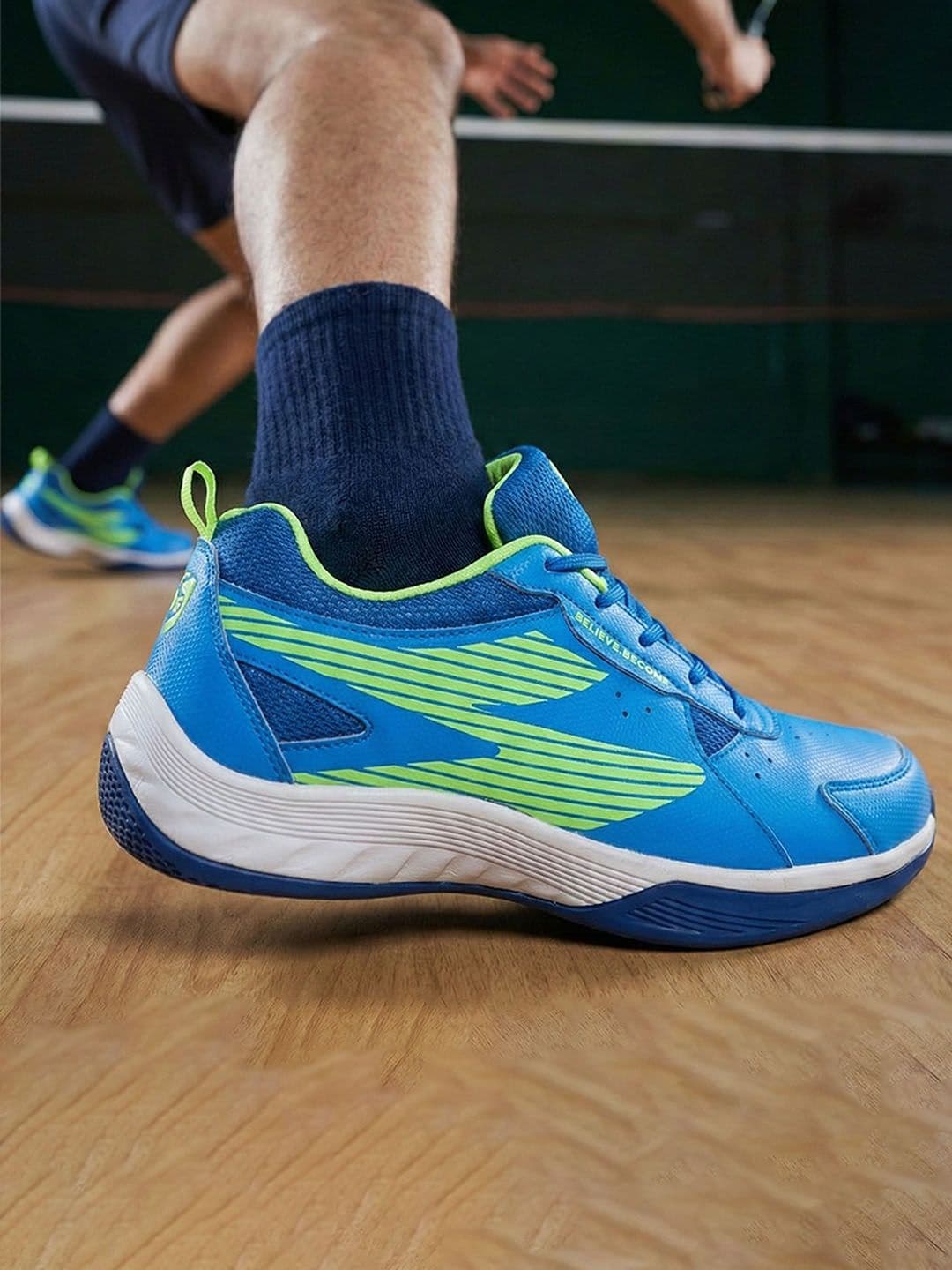 SG Ease Electric Blue-Lime Green All-court shoes best for Badminton & Tennis Shoes thumbnail 3