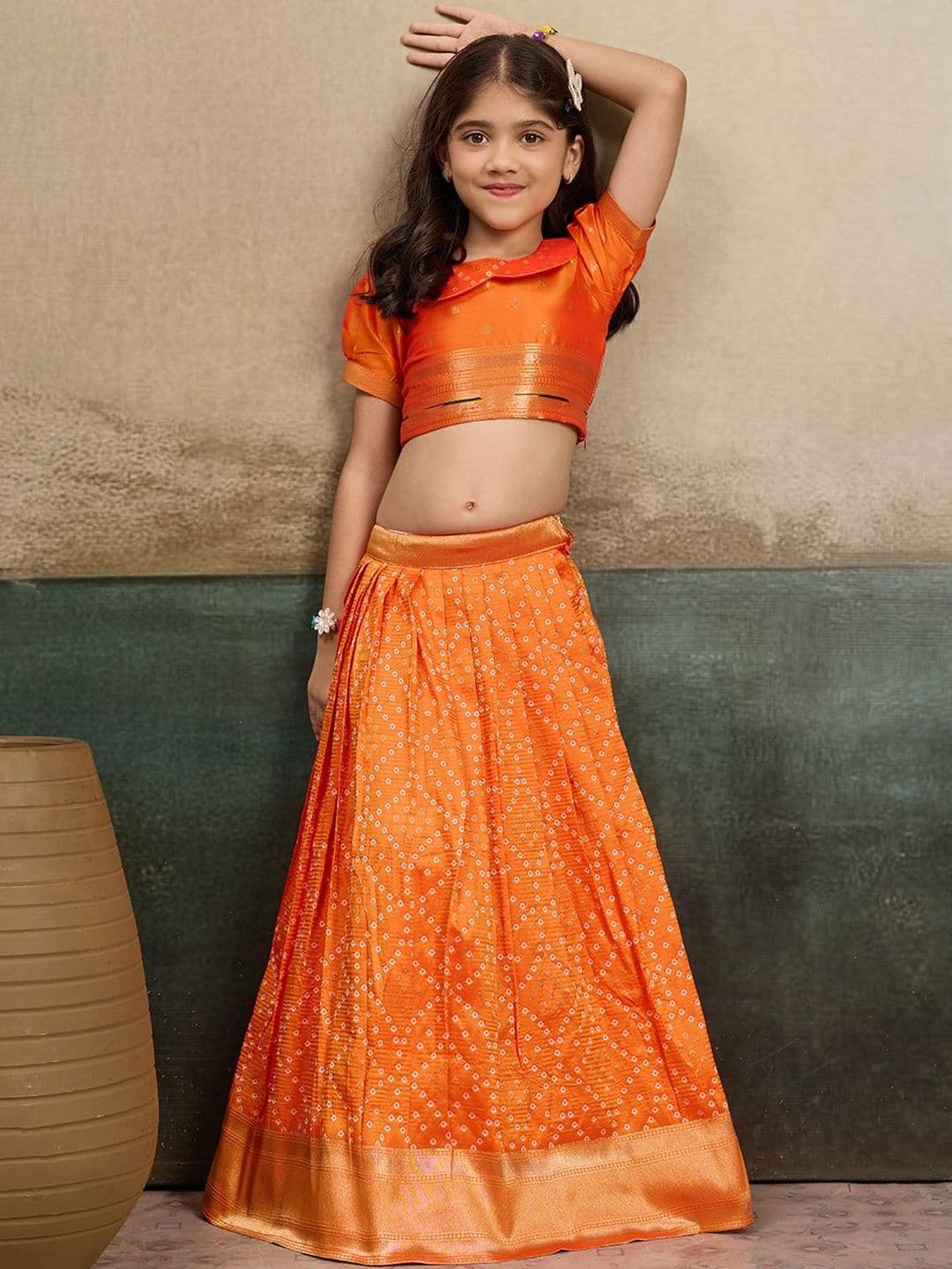 KALINI Girls Embellished Semi-Stitched Lehenga & Choli thumbnail 5