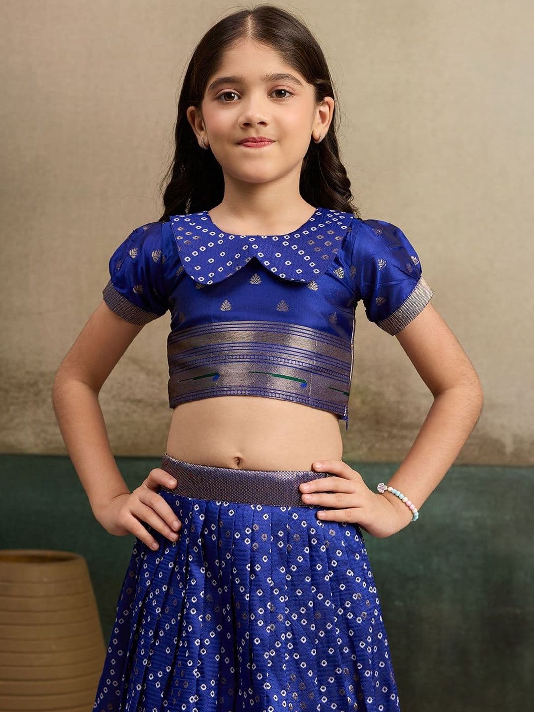 KALINI Girls Embroidered Ready to Wear Semi-Stitched Lehenga & Choli thumbnail 6