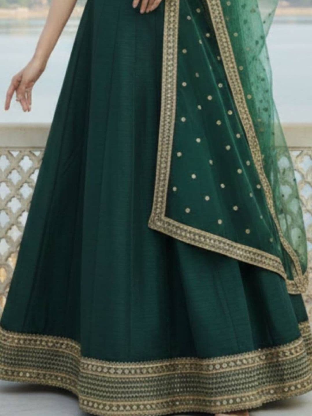 DREAM EXPORTER Embroidered Semi-Stitched Lehenga & Blouse With Dupatta thumbnail 6