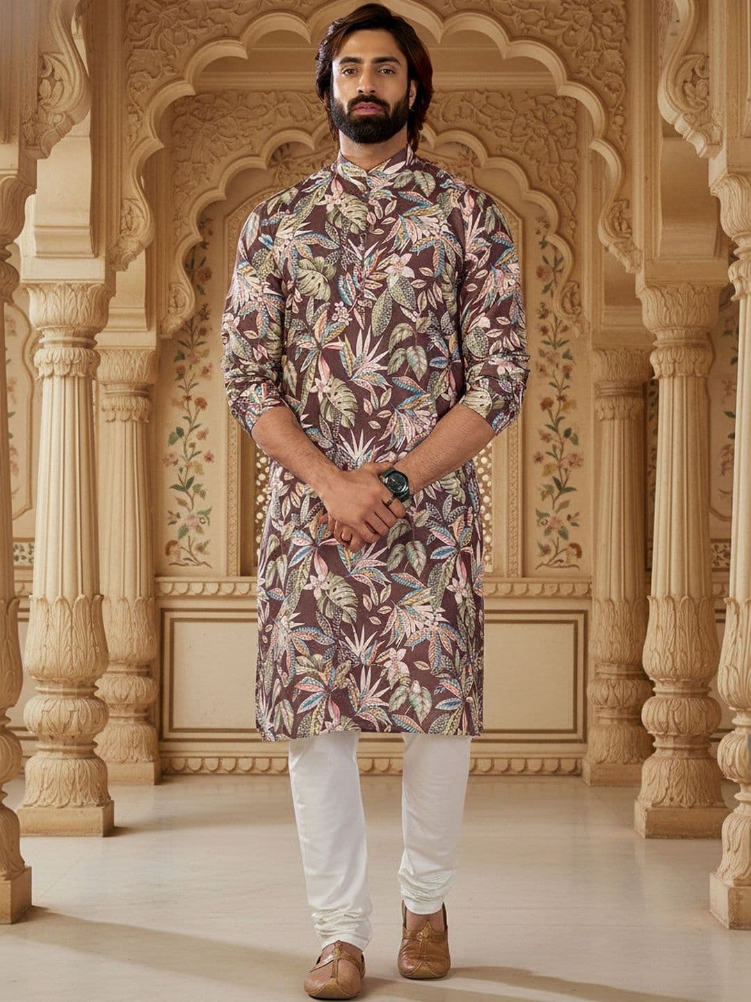 RANGRAAG Men Floral Printed Floral Kurta thumbnail 4
