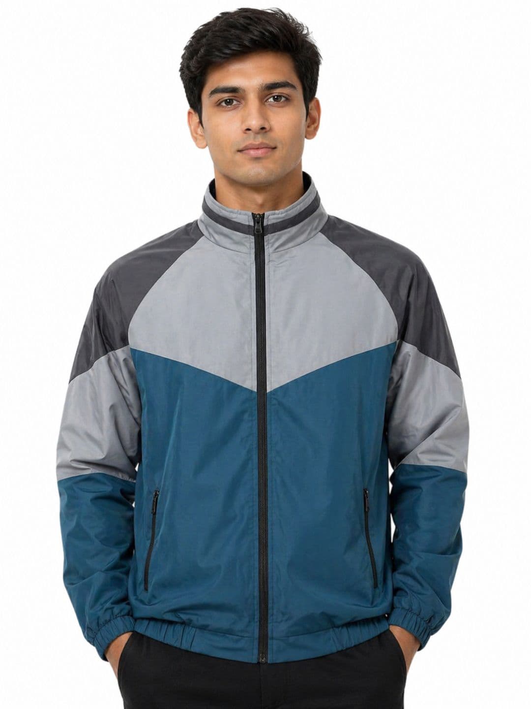 CARABA Men Colourblocked Lightweight Running Sporty Jacket thumbnail 4