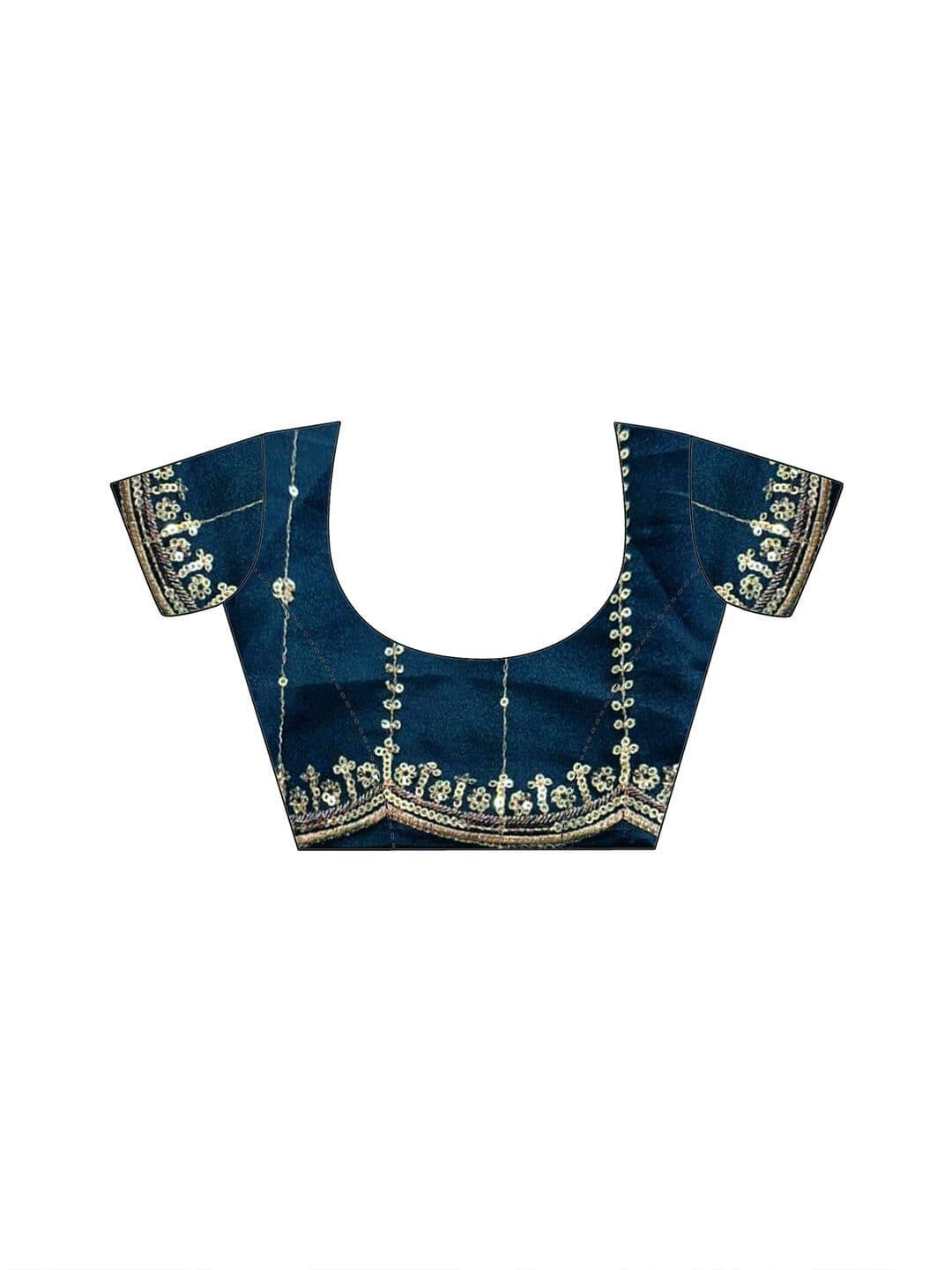 Satrani Embellished Sequinned Poly Georgette Heavy Work Saree With Blouse Piece thumbnail 4
