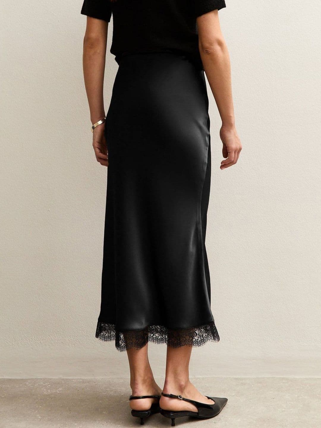 Suo Women Satin Midi A-Line Skirt thumbnail 4