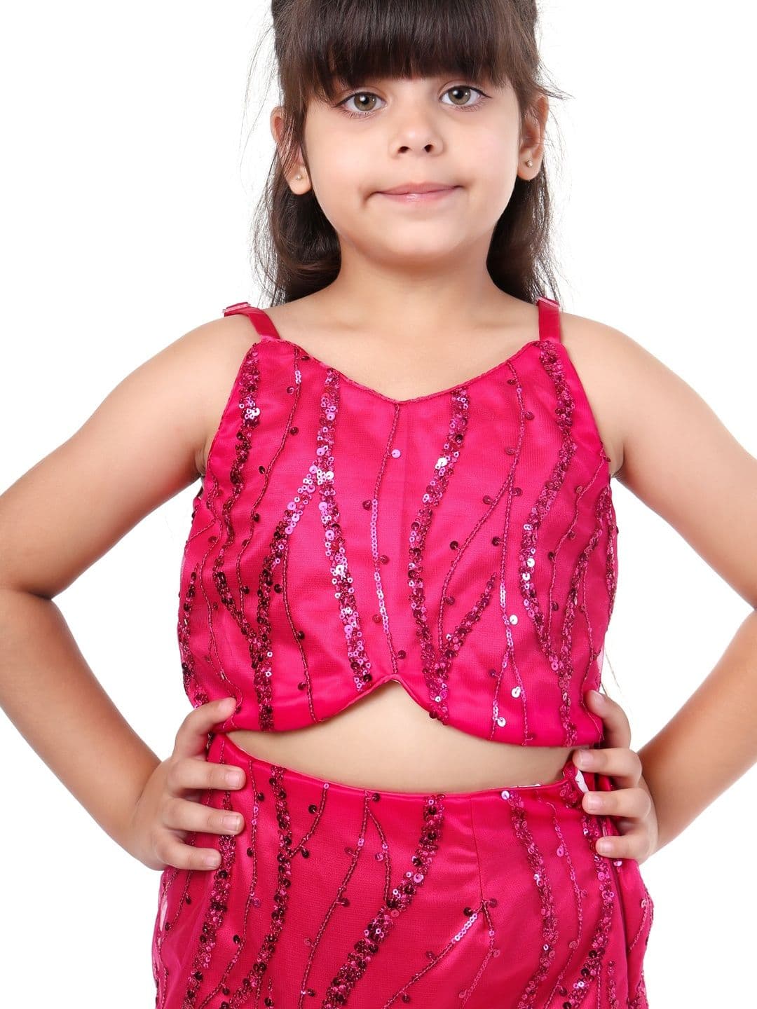 Huggle Boo Girls Magenta Fish Cut Sequin Lehenga Choli thumbnail 4