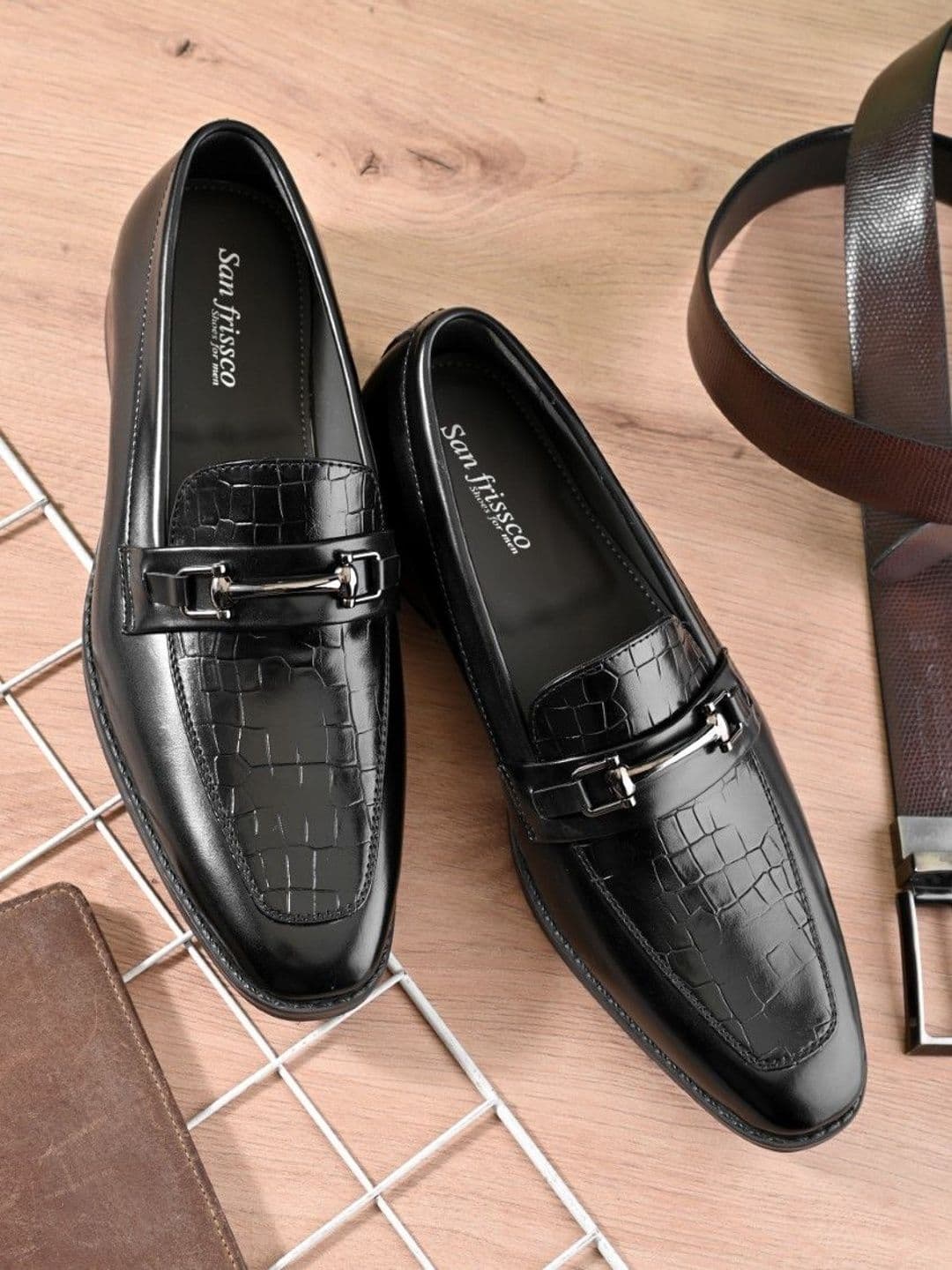 San Frissco Men Synthetic Leather Round Toe Buckle Loafers Formal Shoes - view 1
