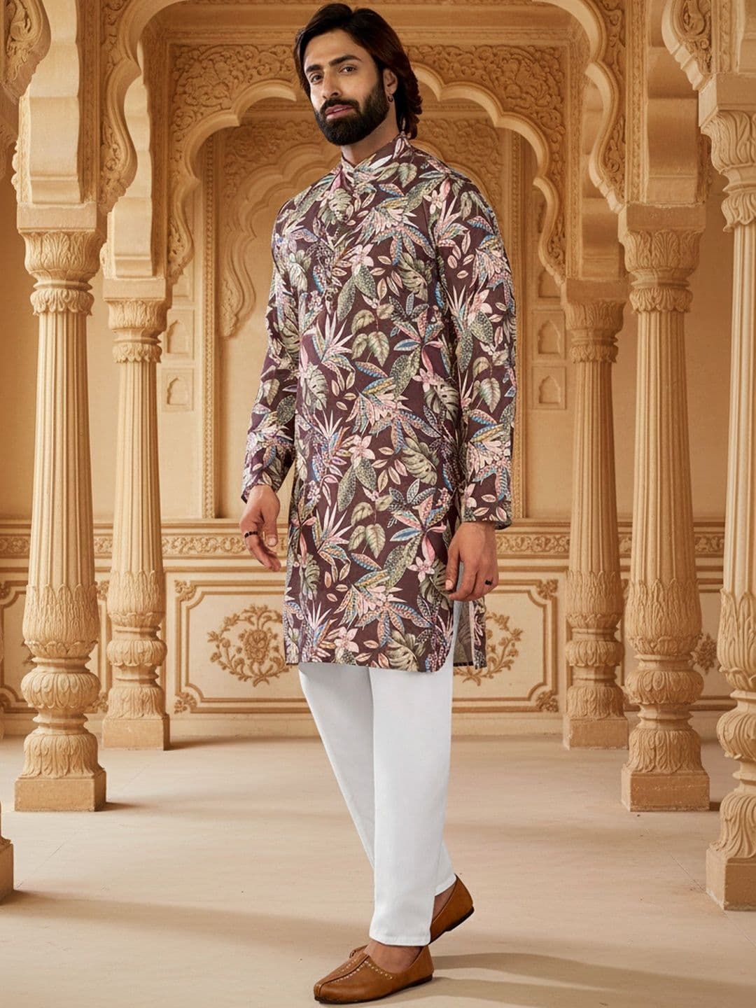RANGRAAG Men Floral Printed Floral Kurta - view 1