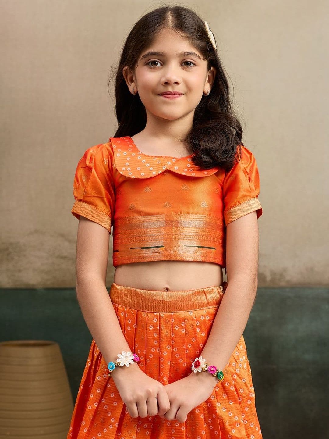 KALINI Girls Embellished Semi-Stitched Lehenga & Choli thumbnail 2