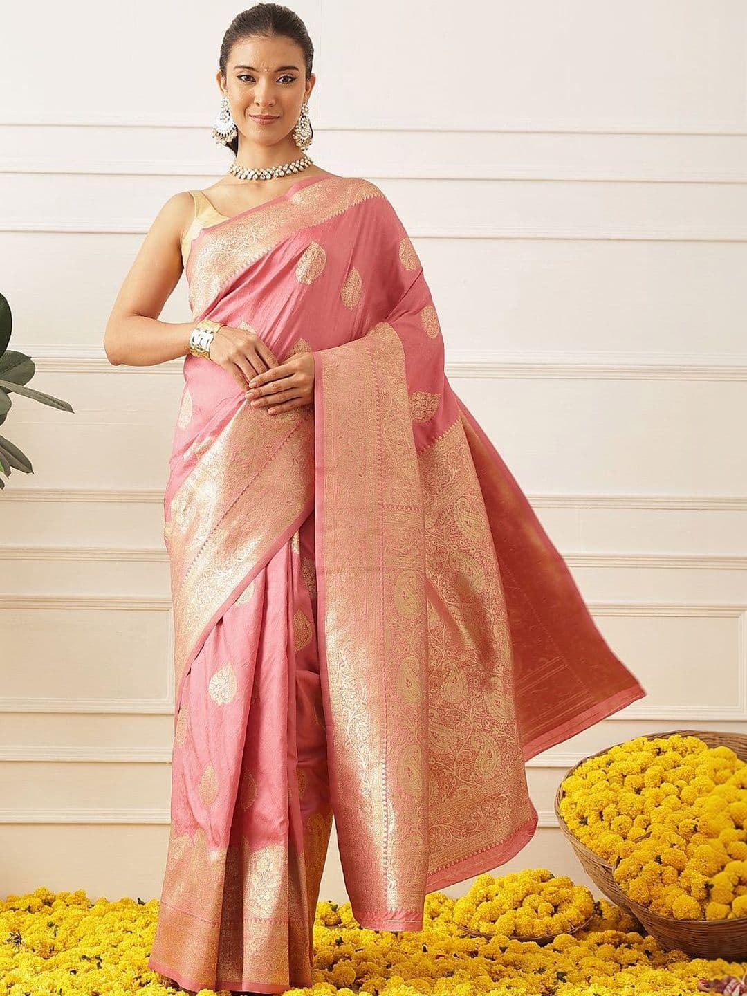 Silk Land Paisley Zari Art Silk Banarasi Saree - view 1