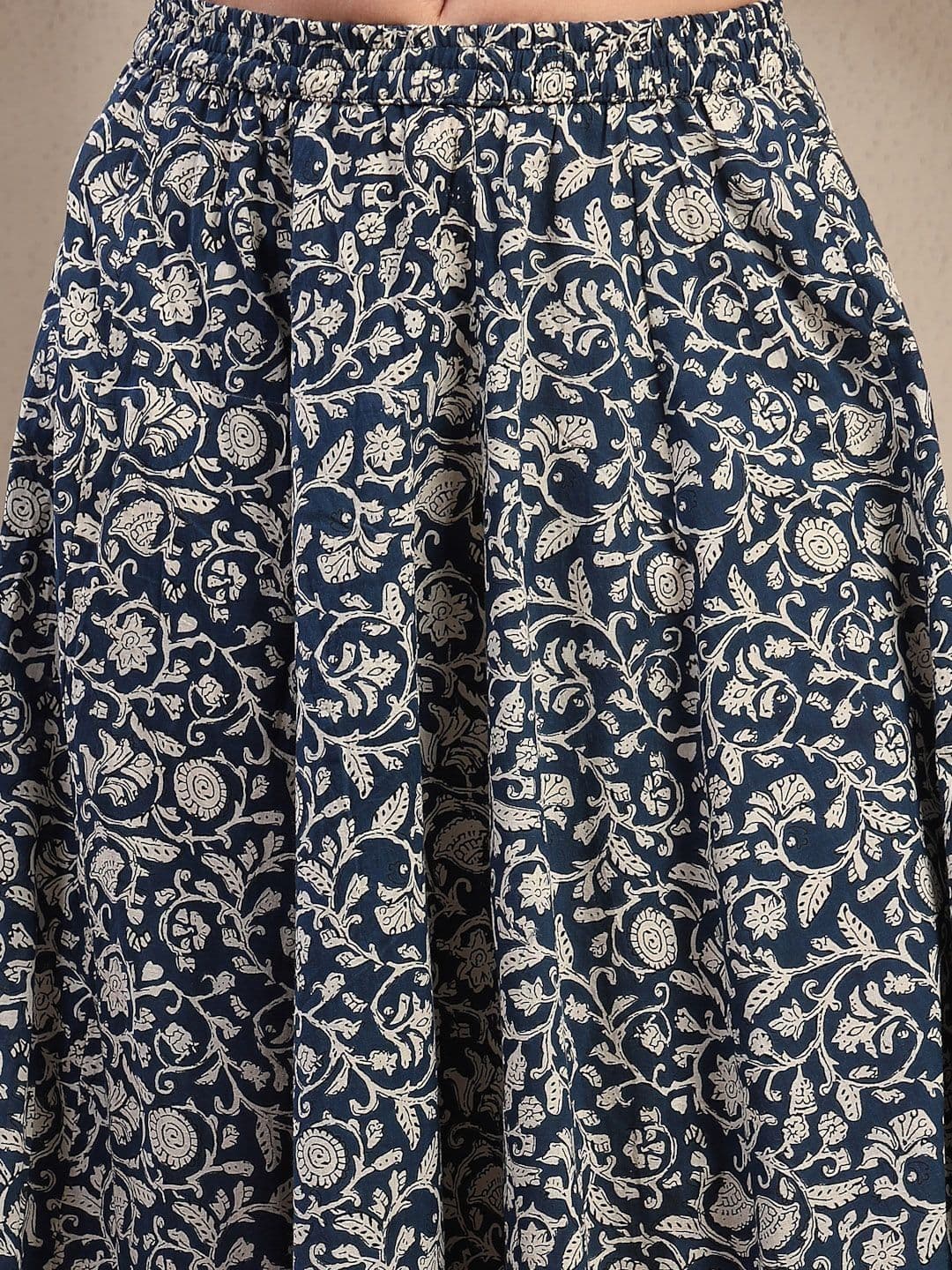 Sangria Women Pure Cotton Cotton Cambric Floral Maxi Flared Skirt thumbnail 7