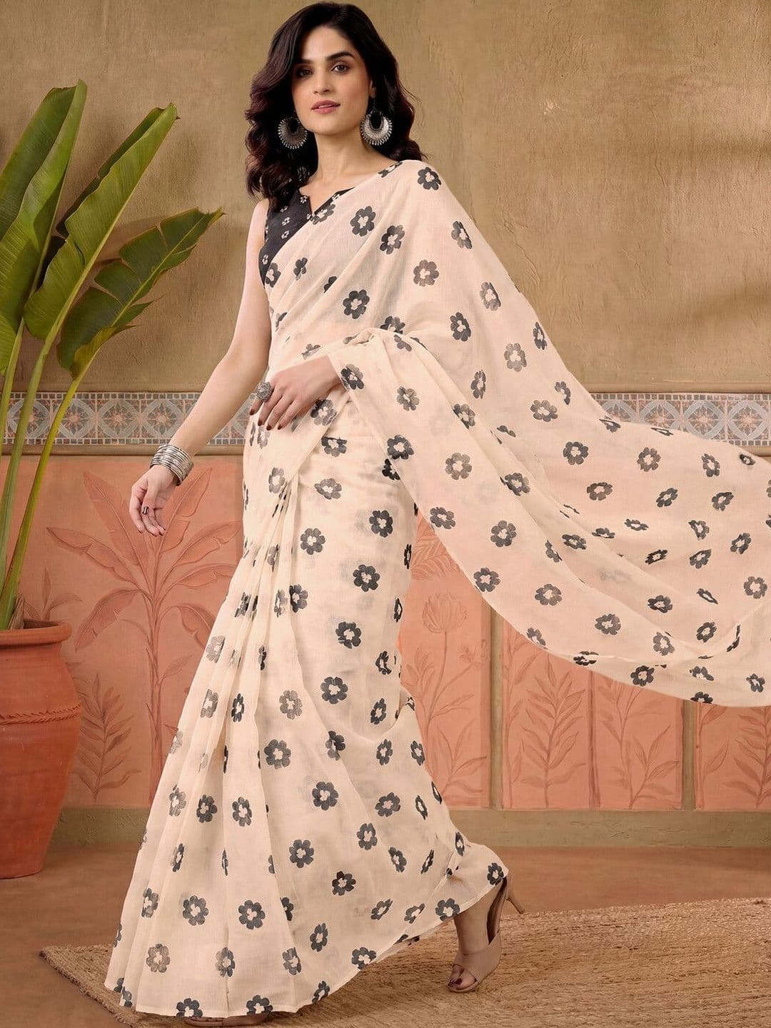 Sangria Printed Chanderi Ready to Wear Saree Blouse Piece thumbnail 3