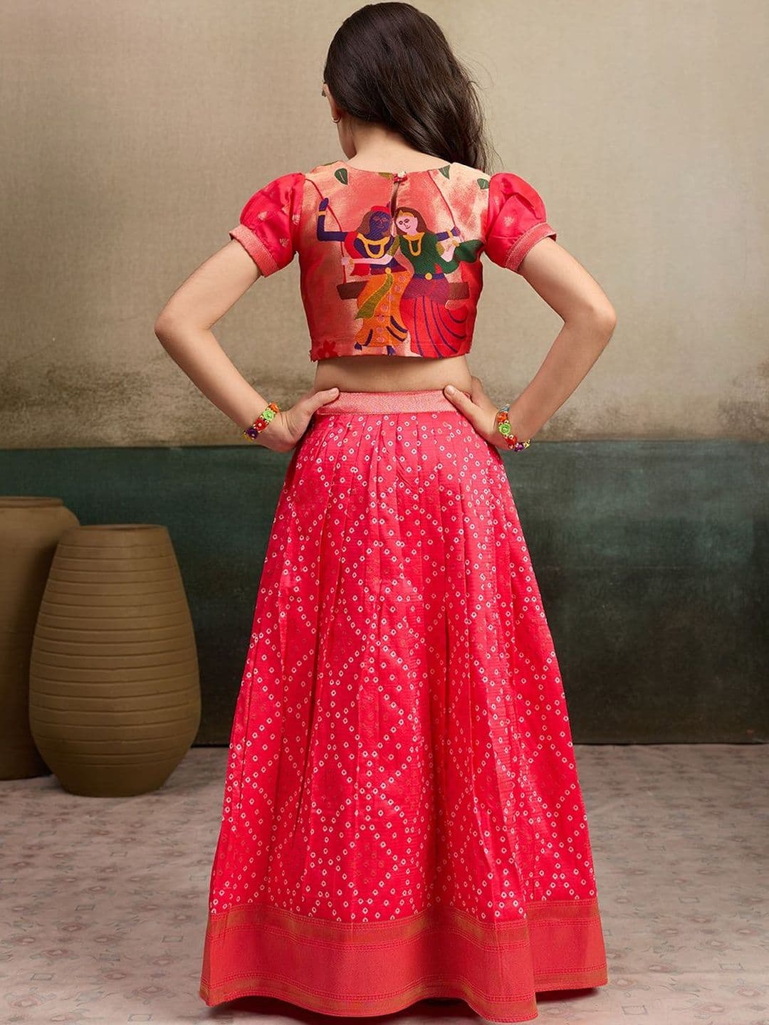 Tasarika Girls Pink Embellished Ready to Wear Lehenga Choli thumbnail 3