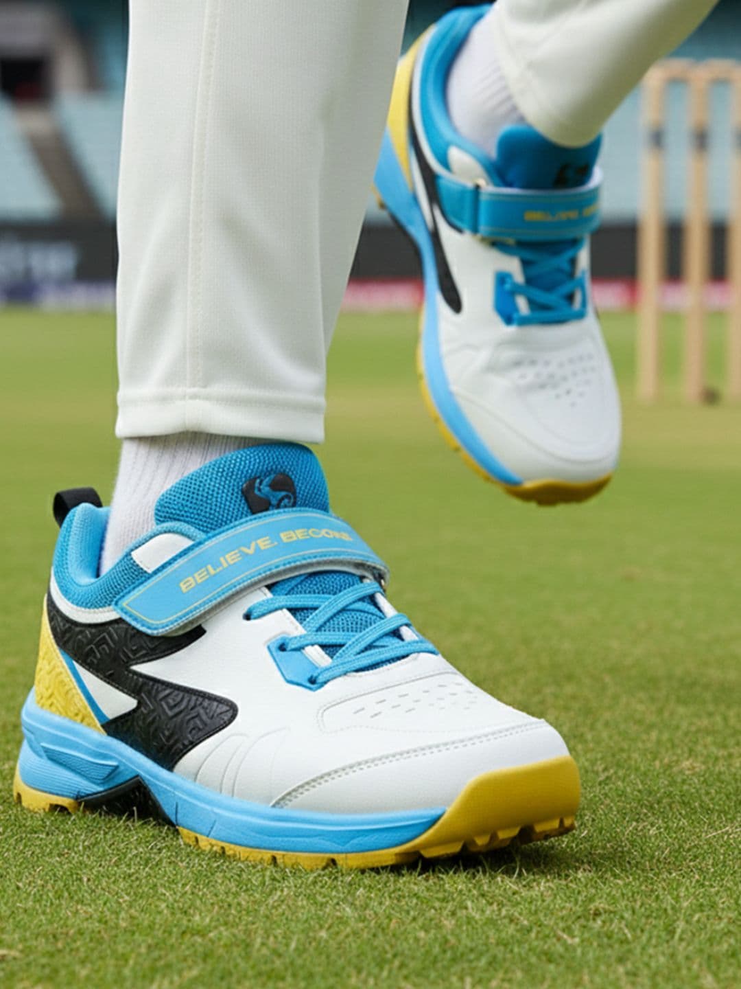 SG Century Pace Bowling Shoes White-Blue-Yellow - Stable Stud EVA Cushion thumbnail 6
