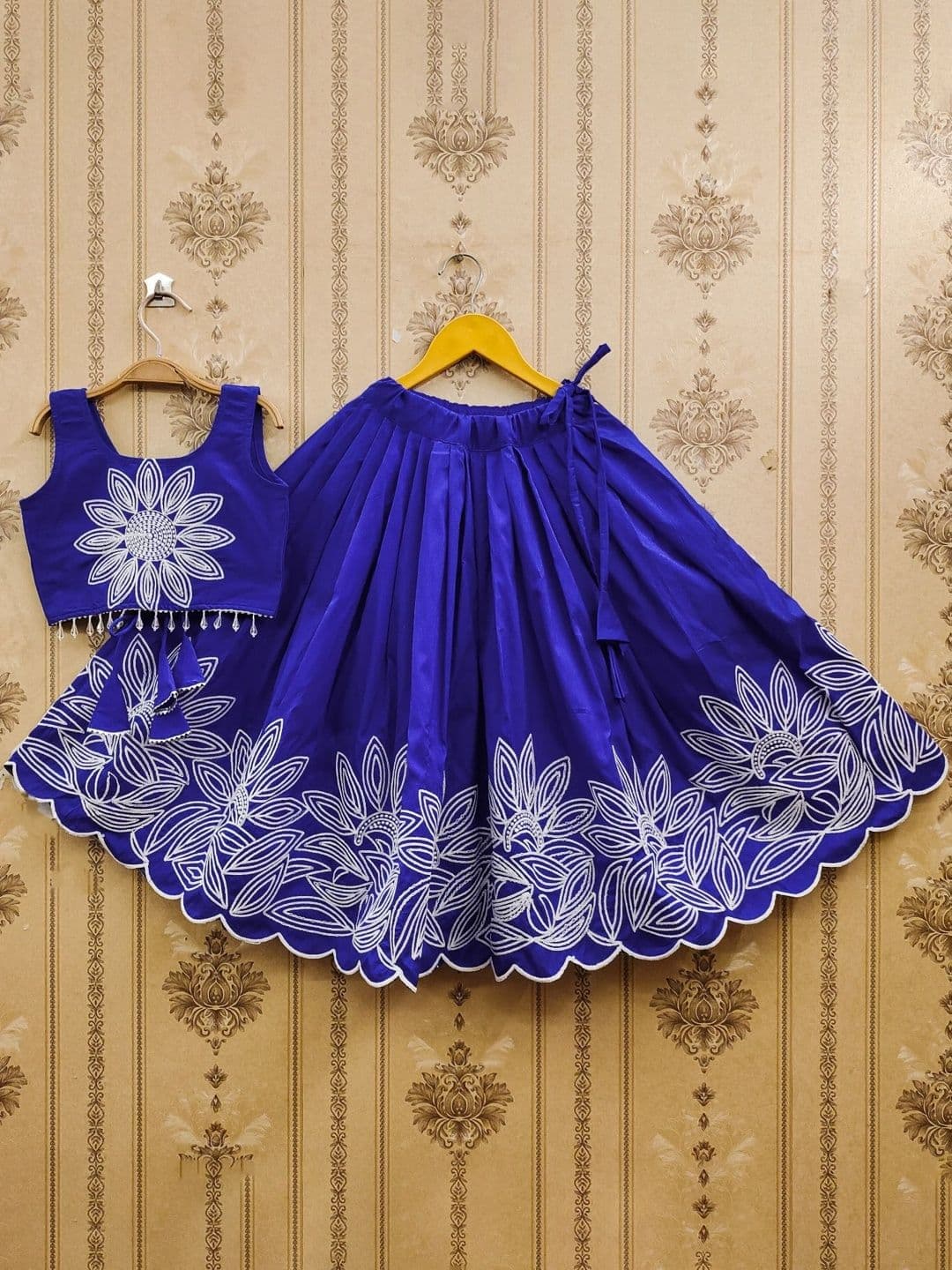 KALINI Girls Embroidered Thread Work Ready to Wear Lehenga & Blouse With Dupatta thumbnail 4