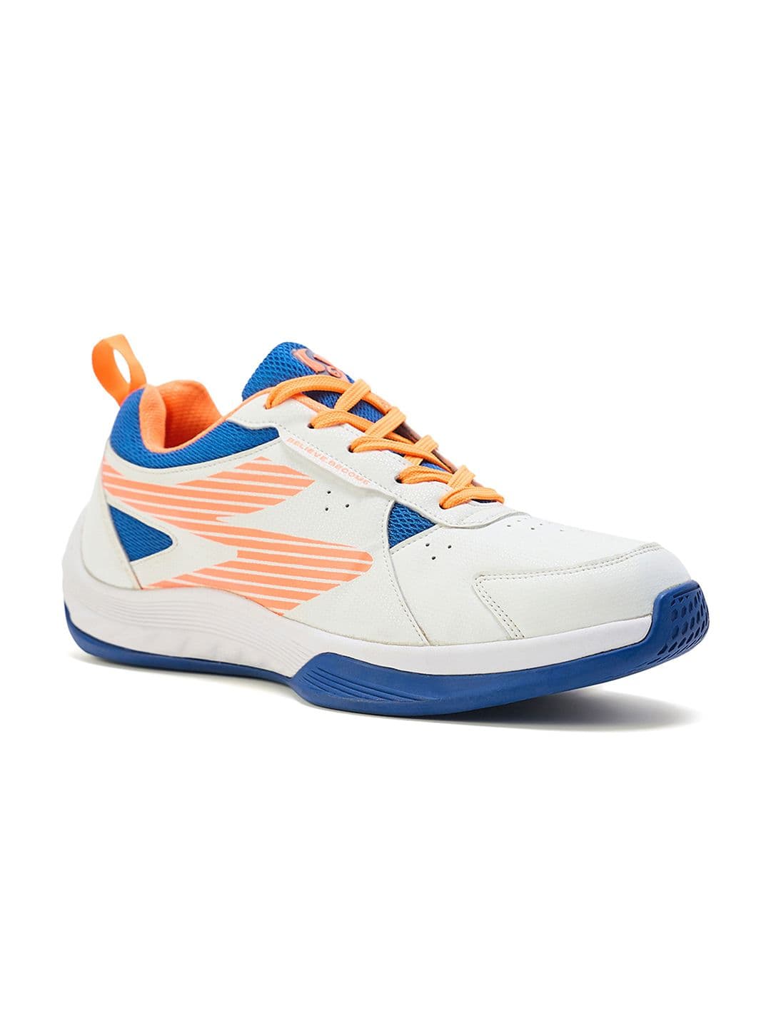 SG Ease White-Orange All-court shoes best for Badminton Pickleball & Tennis Shoes