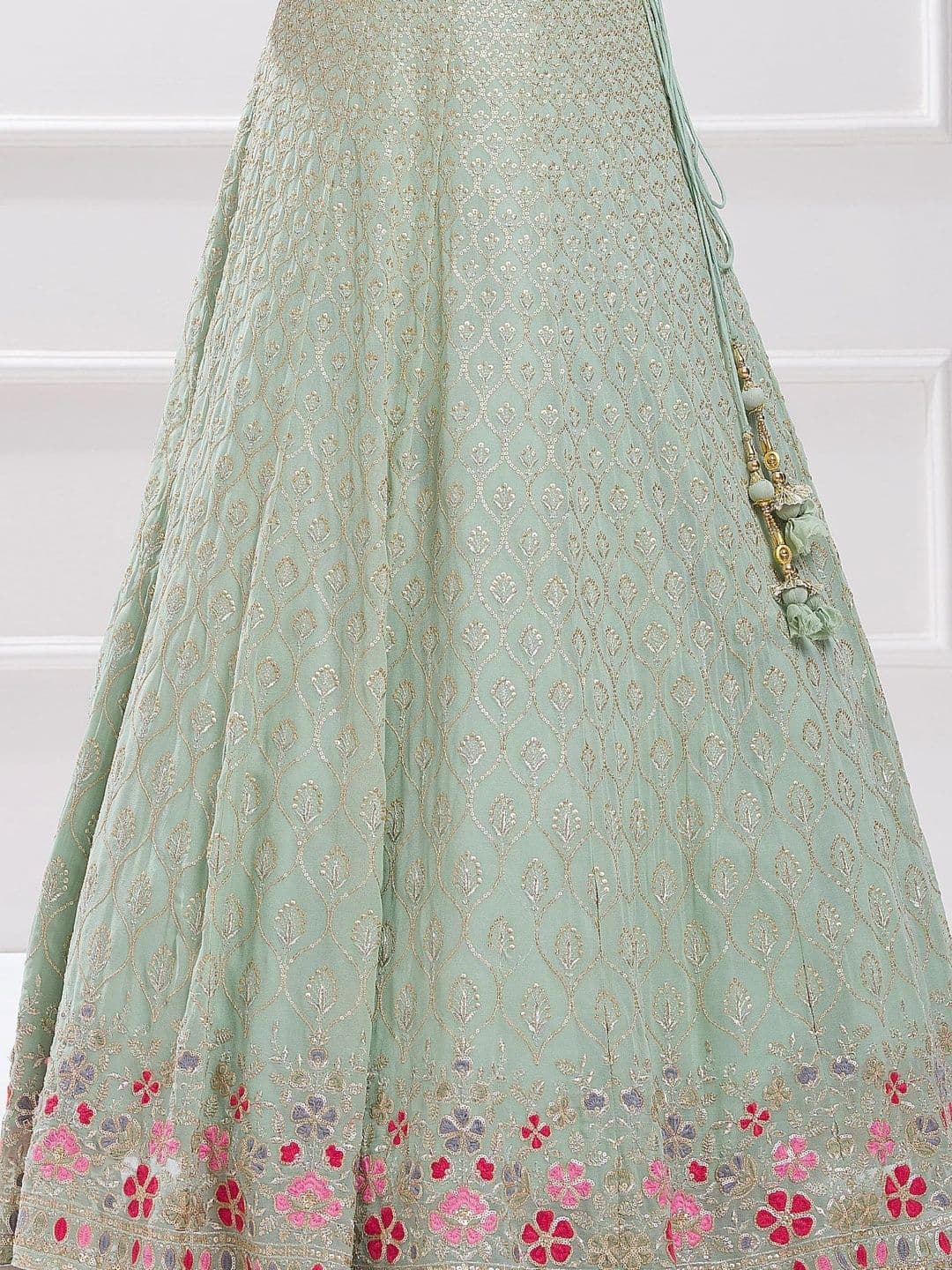 DREAM EXPORTER Embroidered Thread Work Semi-Stitched Lehenga & Blouse With Dupatta thumbnail 4