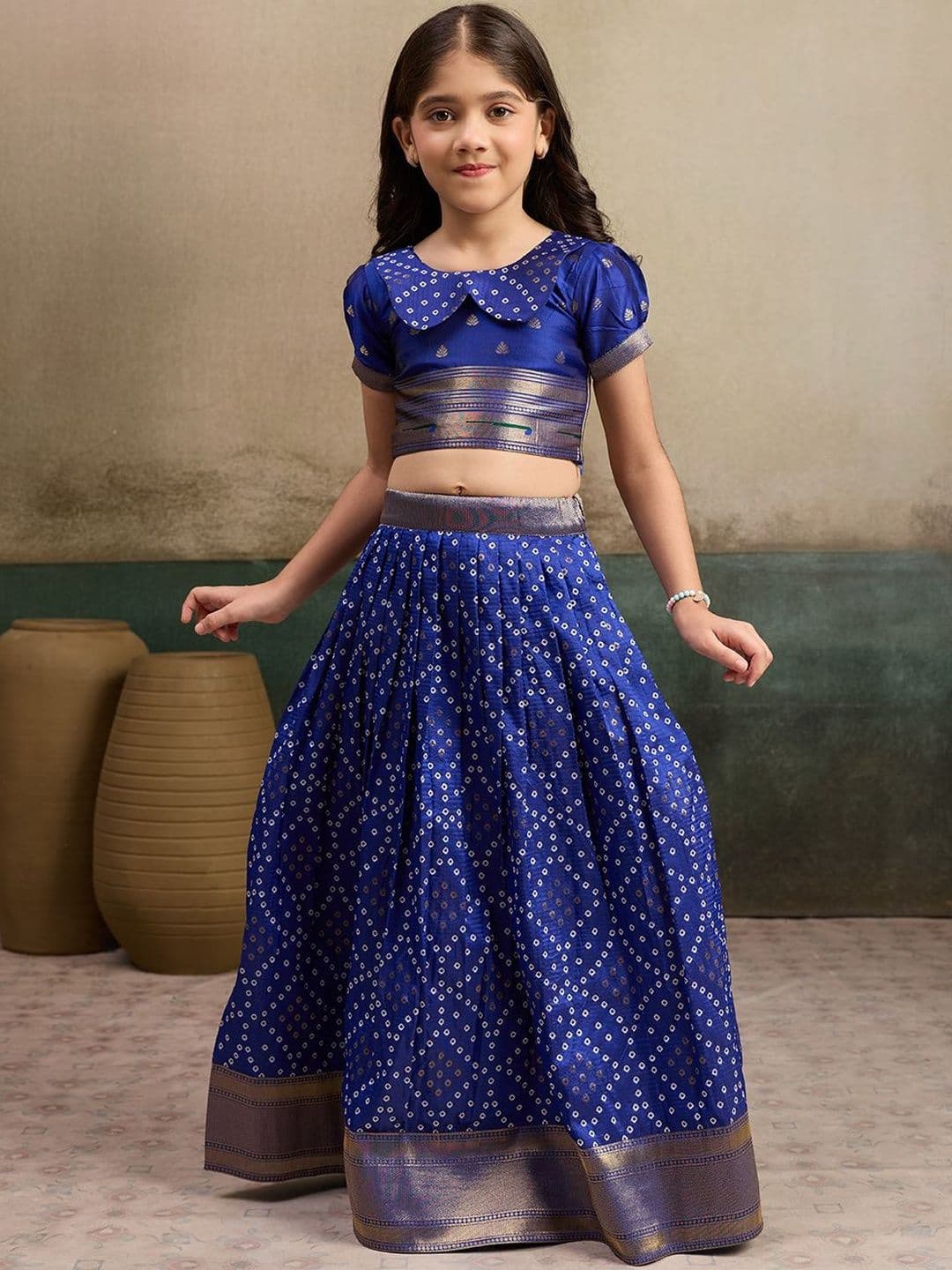 KALINI Girls Embroidered Ready to Wear Semi-Stitched Lehenga & Choli thumbnail 4