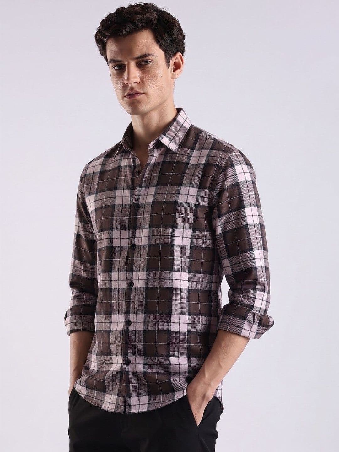 VELKYNOX Men Comfort Slim Fit Tartan Checks Checked Casual Shirt thumbnail 3