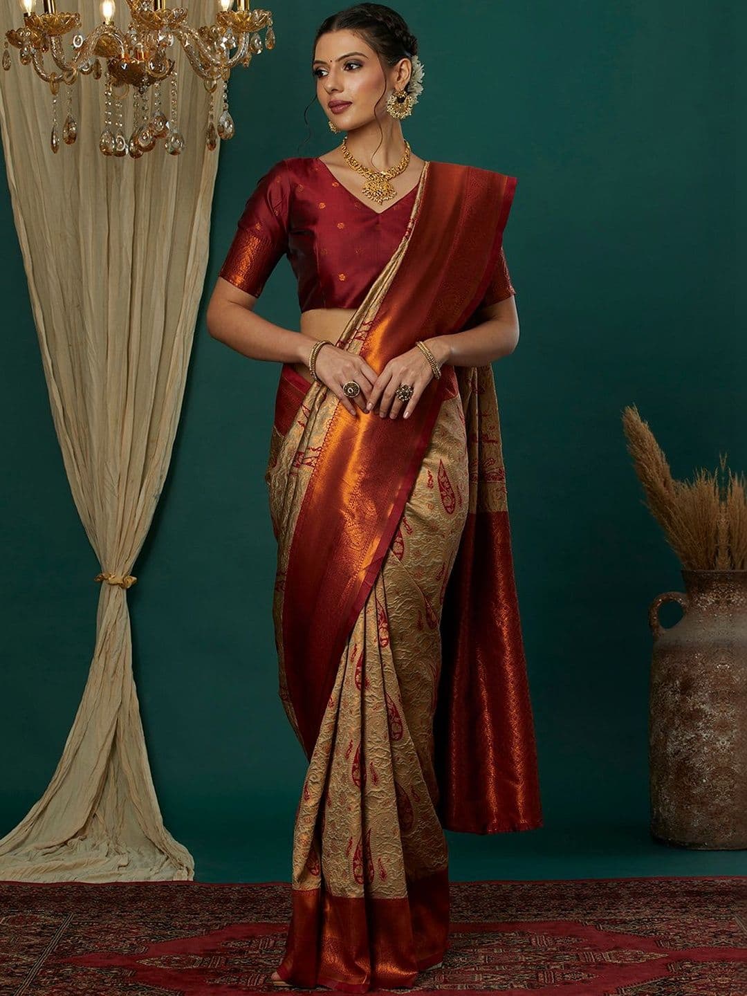 Sangria Woven Design Banarasi Sarees Blouse Piece - view 1