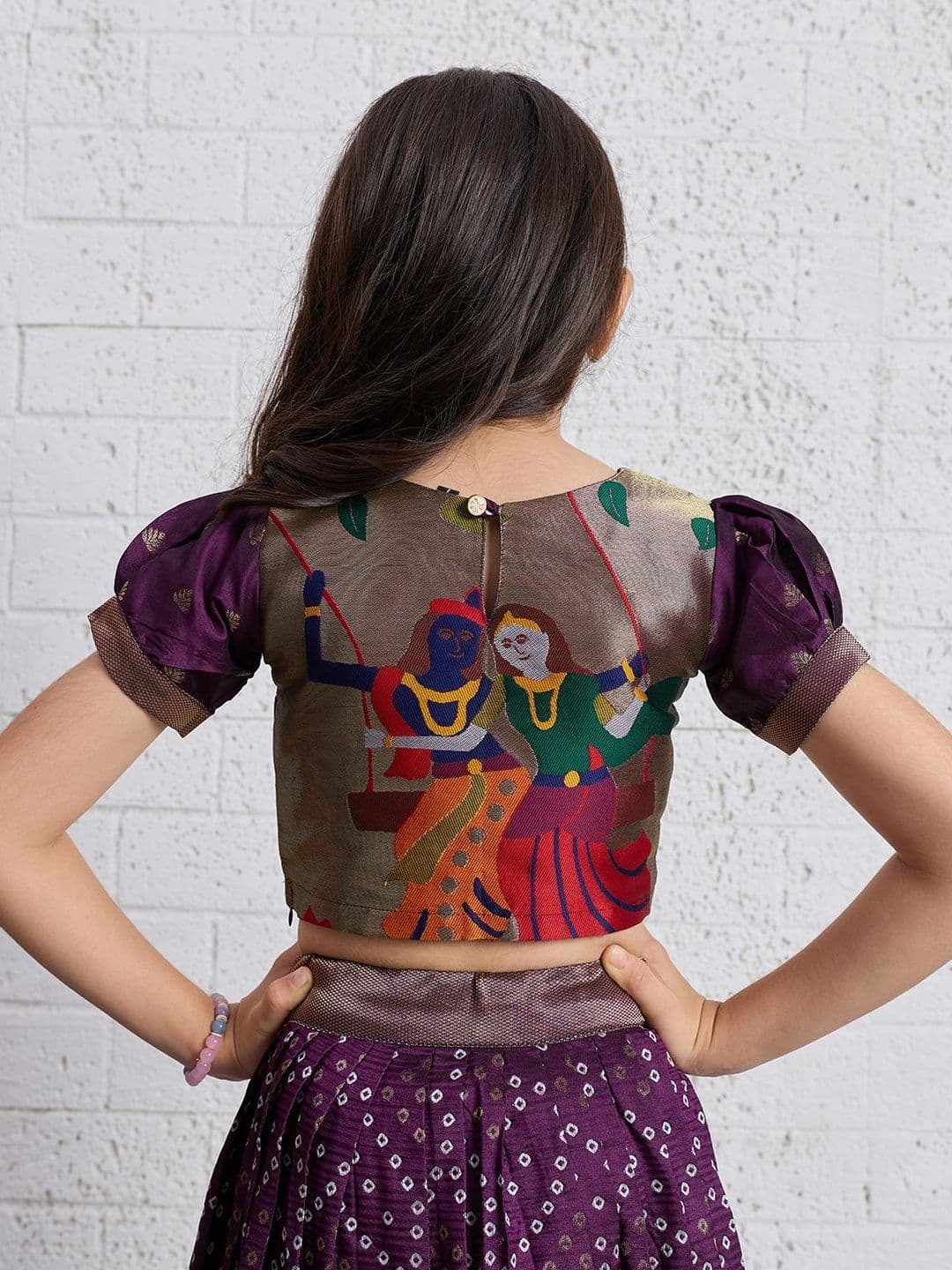 Tasarika Girls Bandhani Wine Ready to Wear Lehenga Choli thumbnail 5