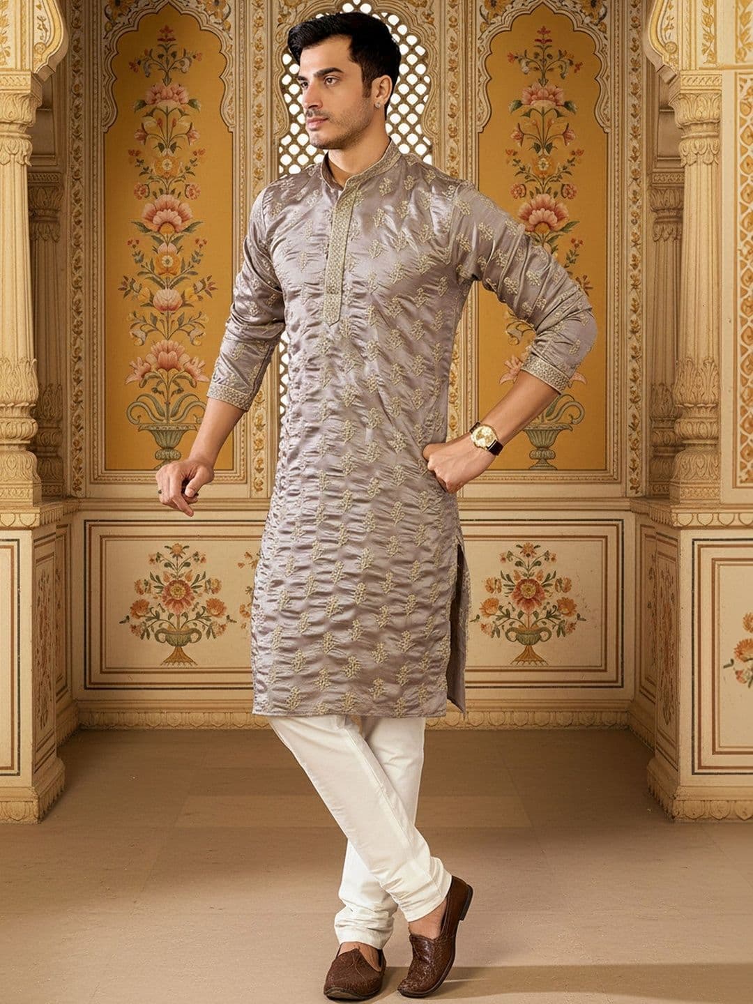 RANGRAAG Men Embellished Thread Work Kurta thumbnail 2
