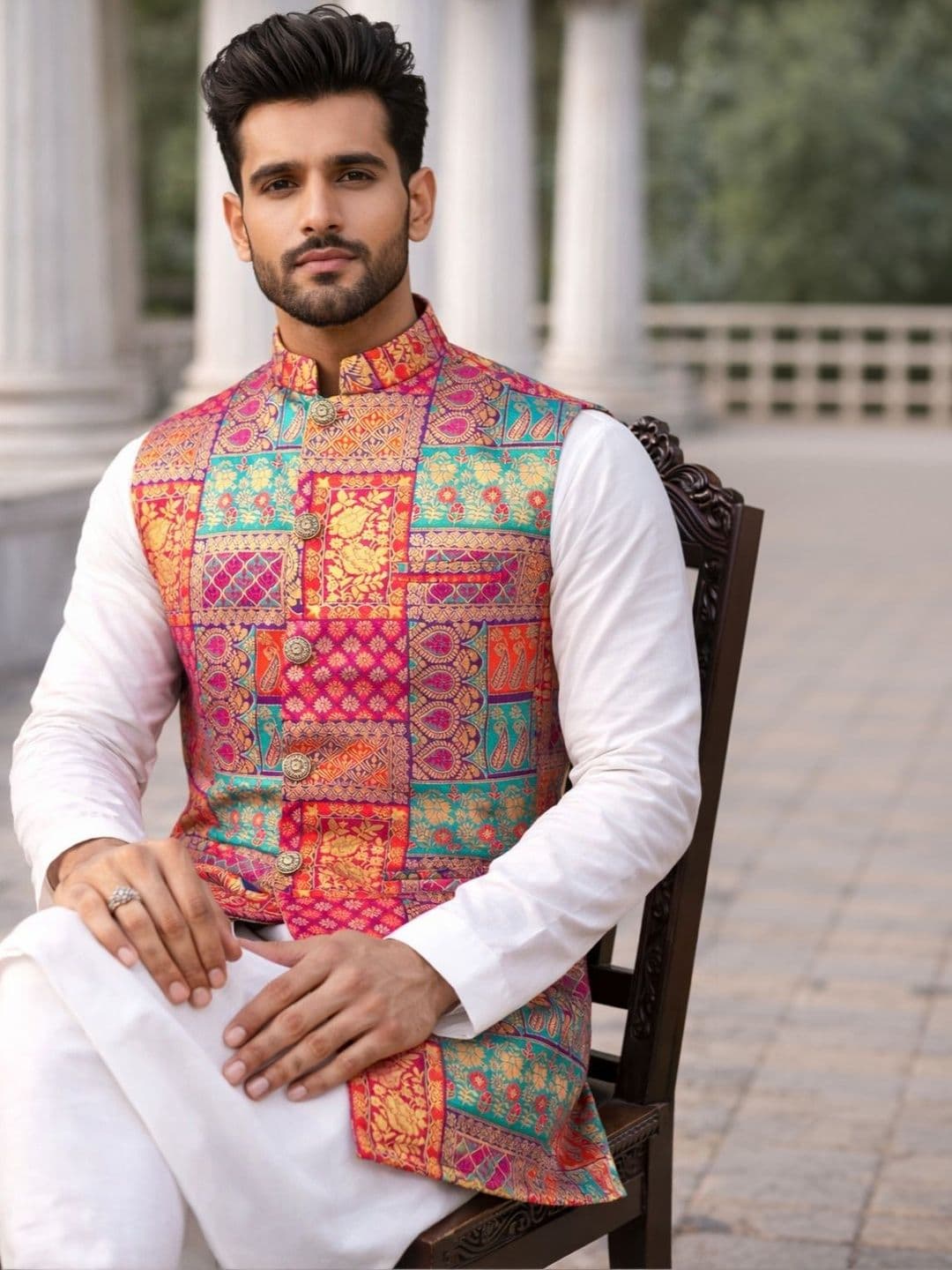 MODERN MUGHALS Woven Design Nehru Jackets - view 1