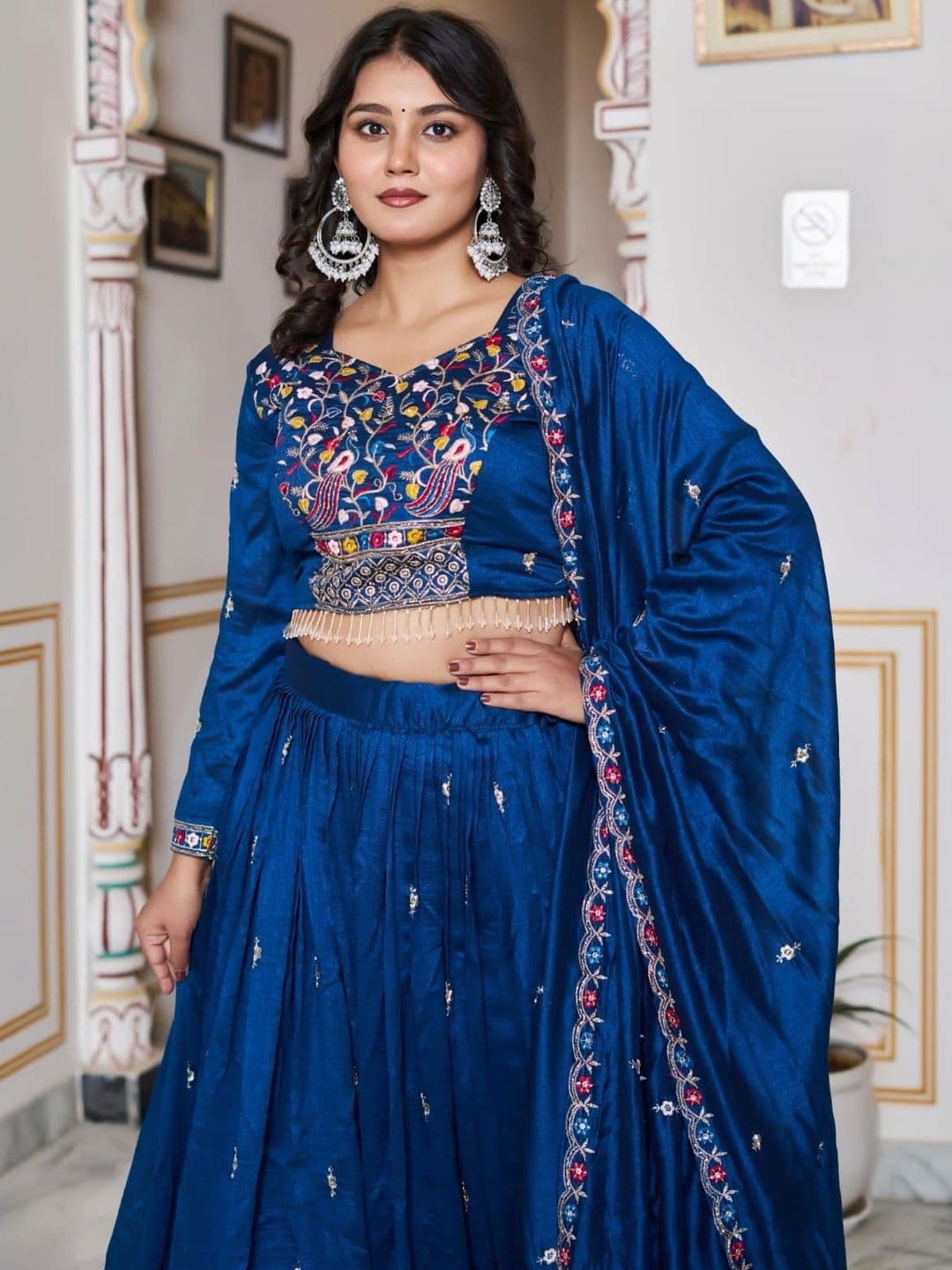 PEDR TRENDS Embroidered Thread Work Ready to Wear Lehenga & Blouse With Dupatta thumbnail 2
