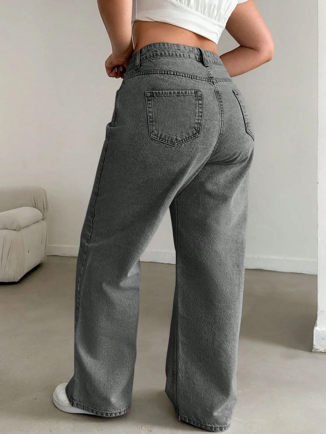 A1TUFF Women Comfort Wide Leg High-Rise Acid Wash Stretchable Jeans thumbnail 3
