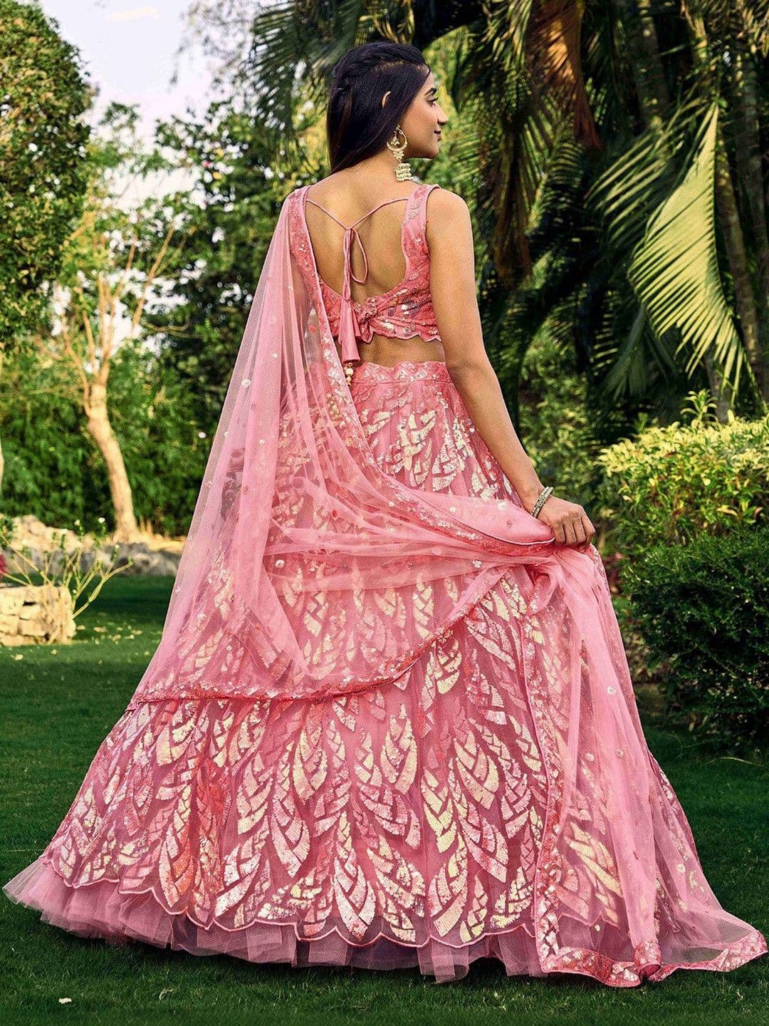 Fusionic Embellished Sequinned Semi-Stitched Lehenga & Blouse With Dupatta thumbnail 2