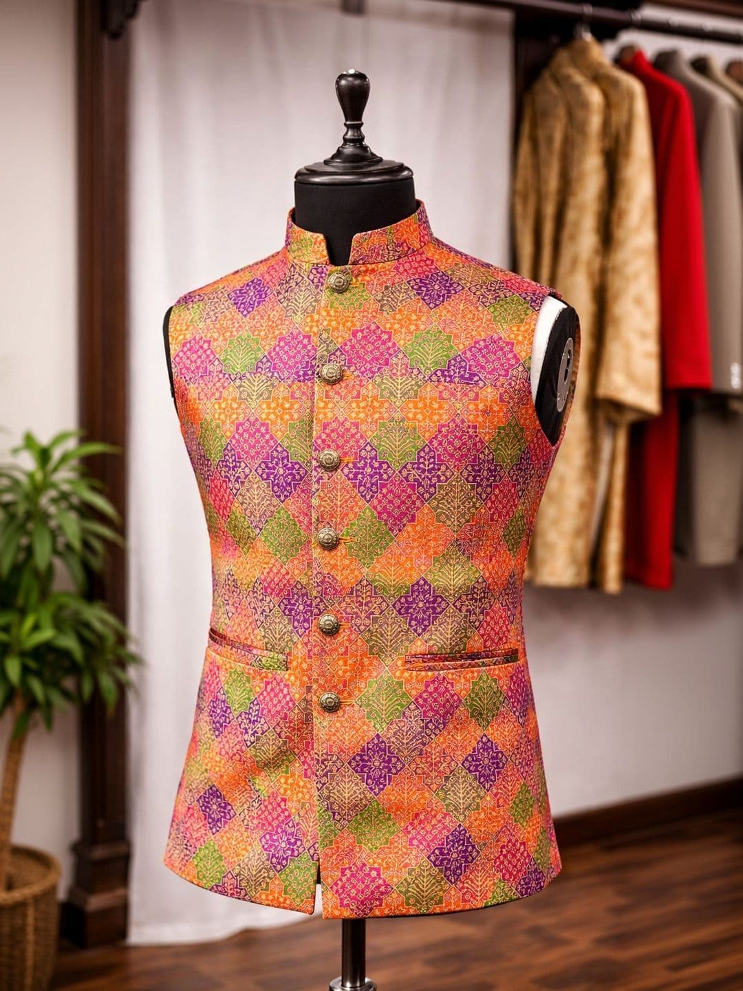 MODERN MUGHALS Woven Design Nehru Jackets thumbnail 4