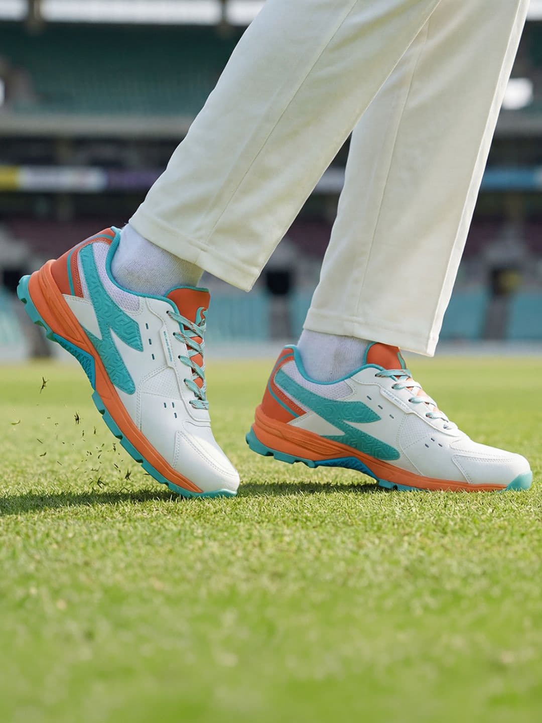 SG Club Evo Stud Shoes White-Orange-Aqua - Mesh Upper EVA Stable Support thumbnail 6