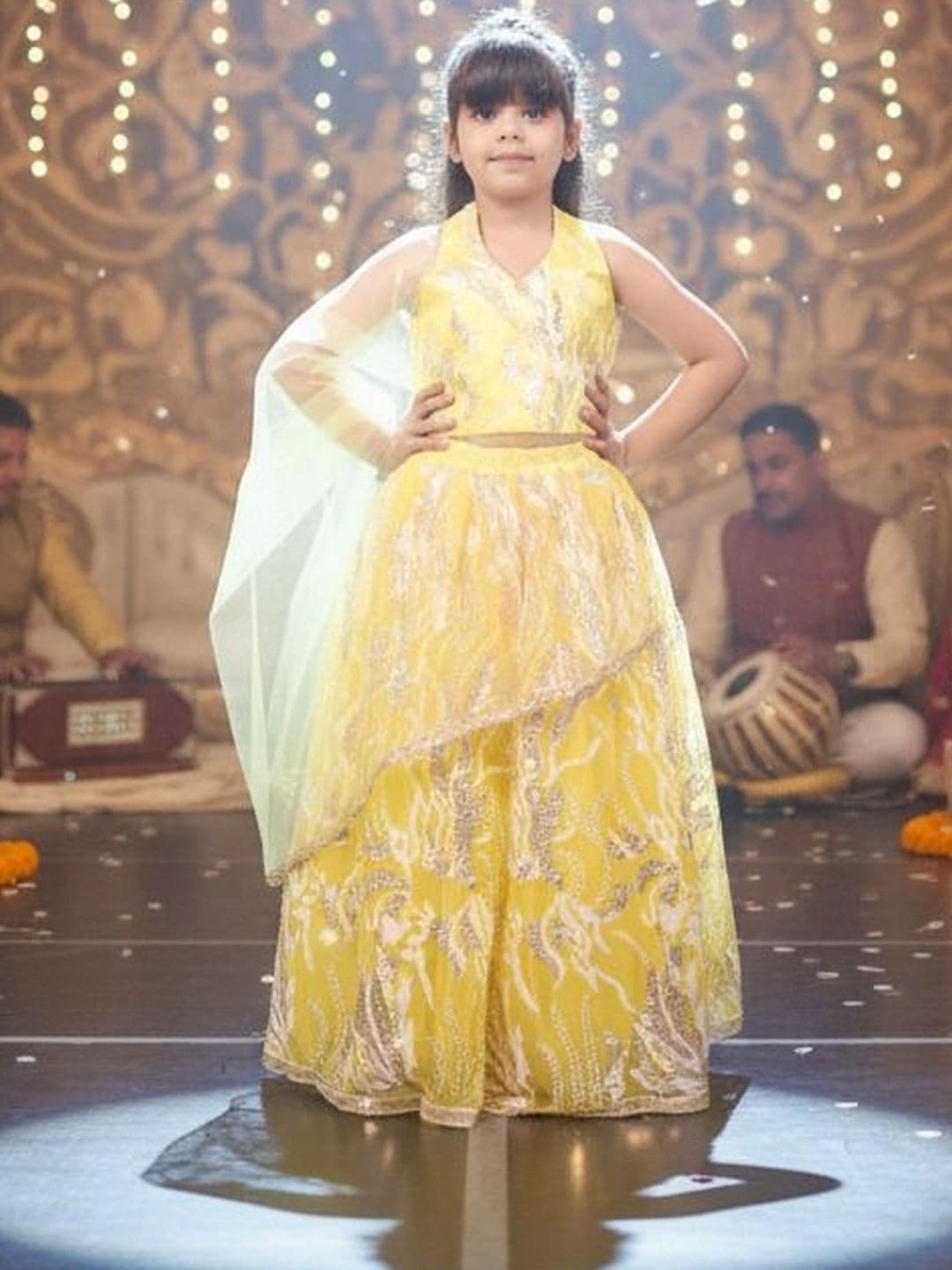 Huggle Boo Girls Yellow Sequin Lehenga Choli - view 1