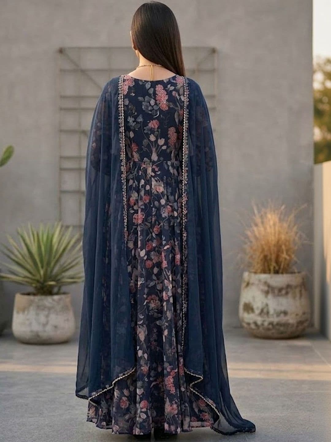 AADVIKA Women Floral Printed Floral Georgette Blend Anarkali Kurta thumbnail 2