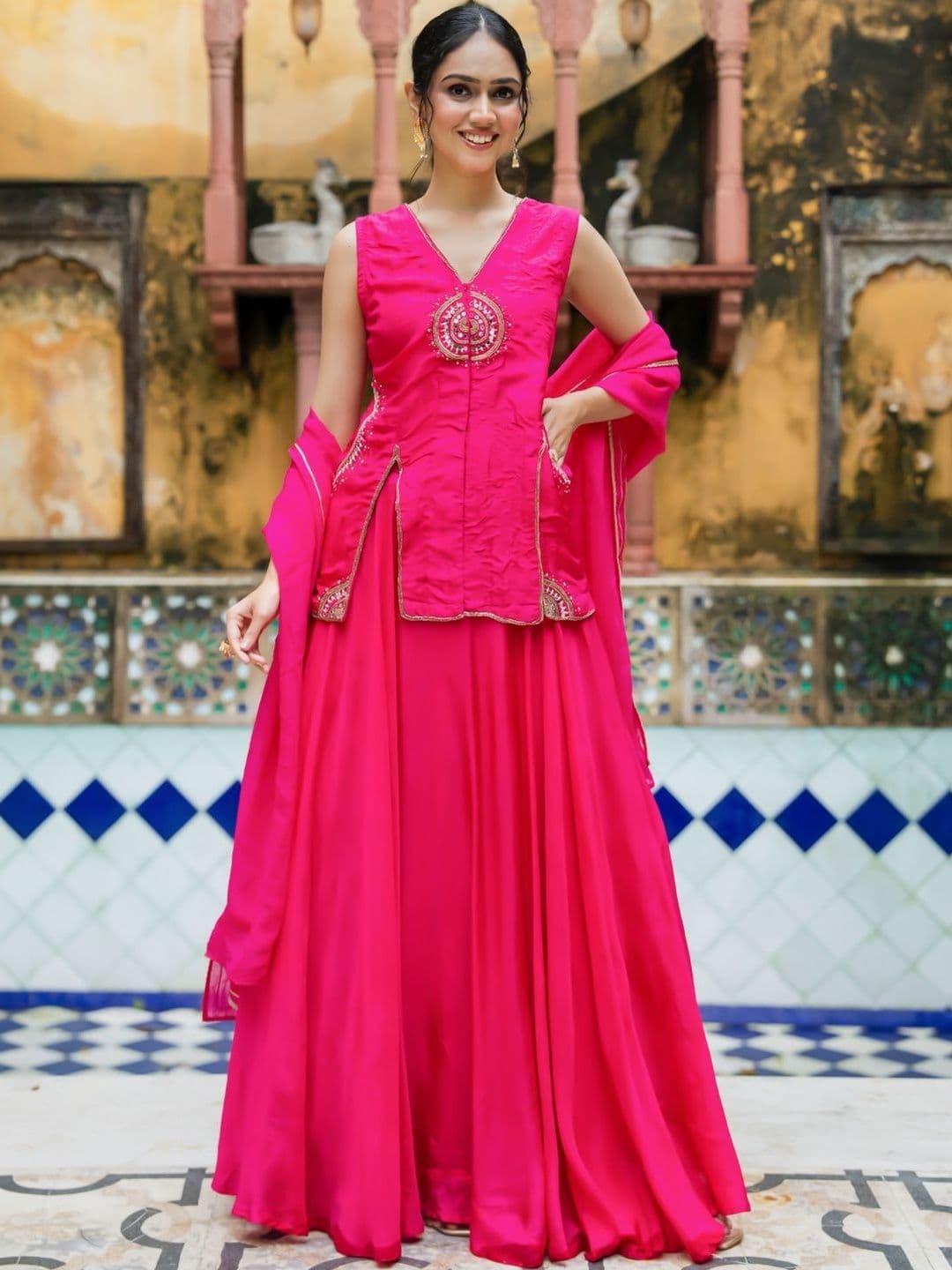 HOUSE OF JAMOTI Embroidered Ready to Wear Lehenga & Blouse With Dupatta thumbnail 2