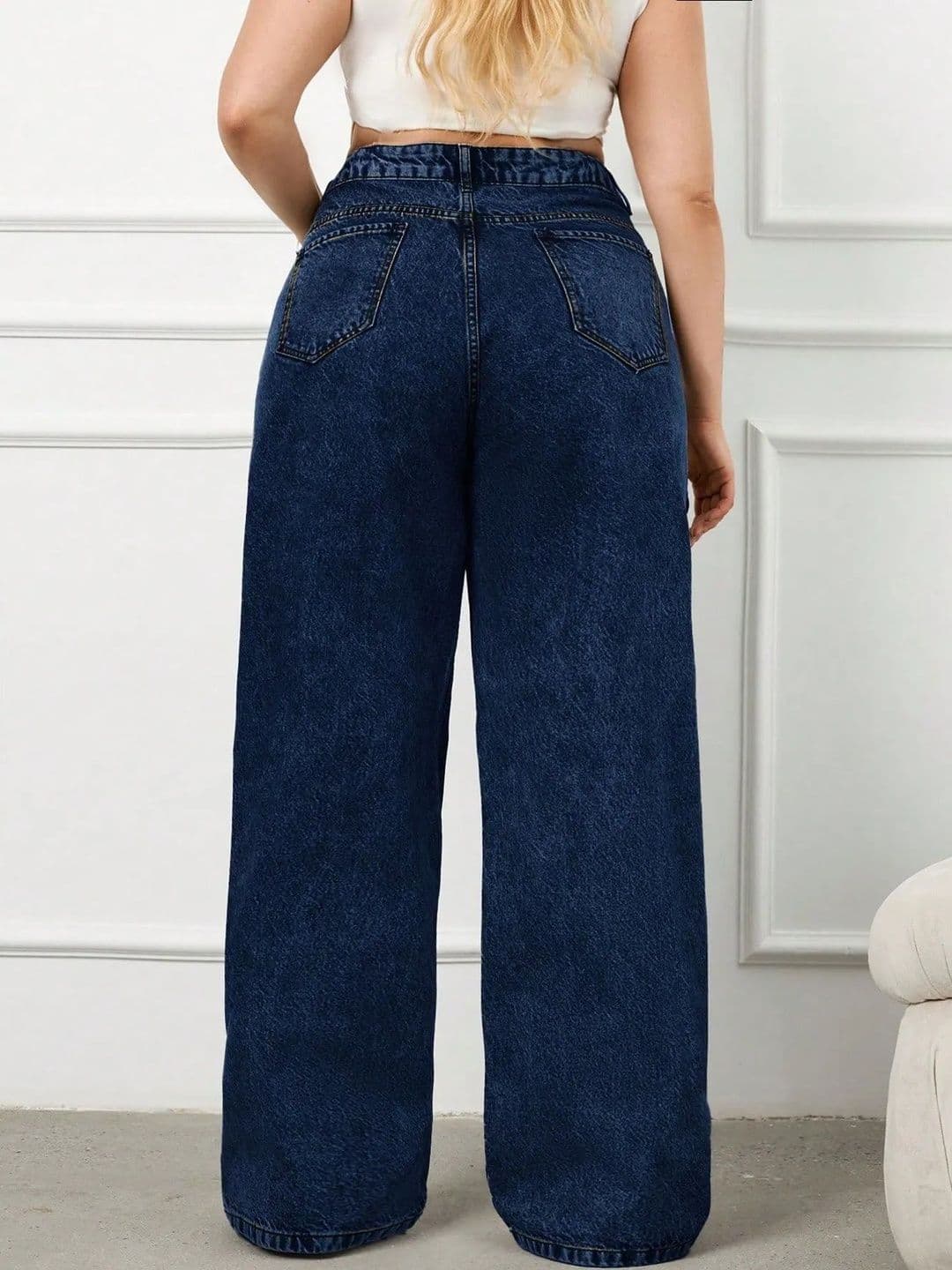 A1TUFF Women Comfort Wide Leg High-Rise Light Fade Acid Wash Stretchable Denim Jeans thumbnail 5