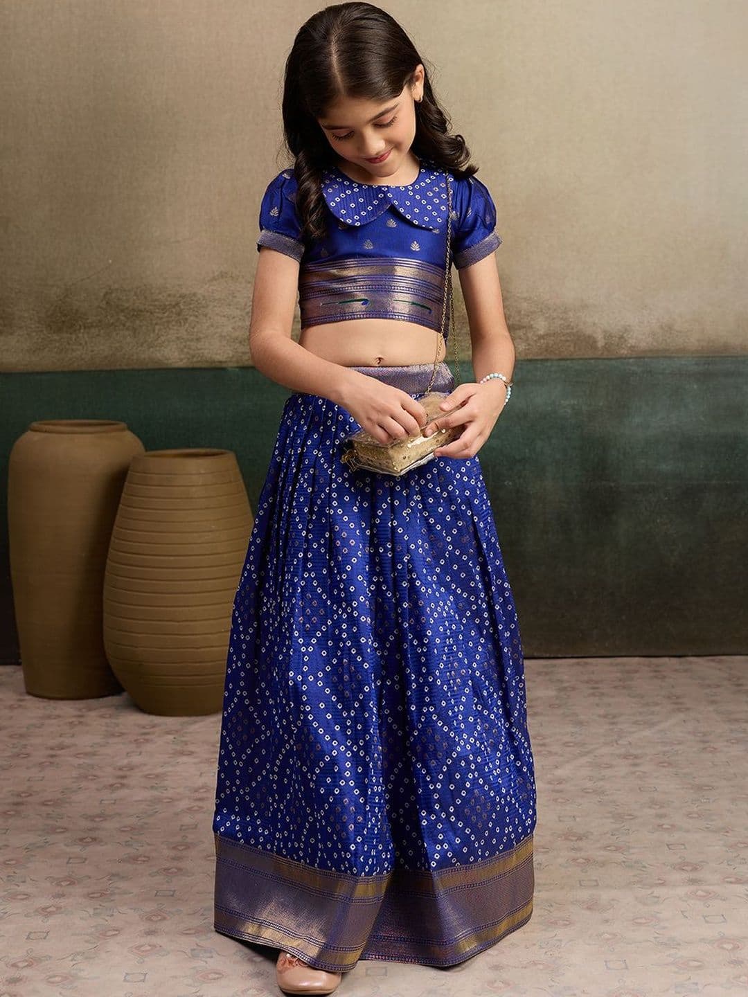 KALINI Girls Embroidered Ready to Wear Semi-Stitched Lehenga & Choli - view 1