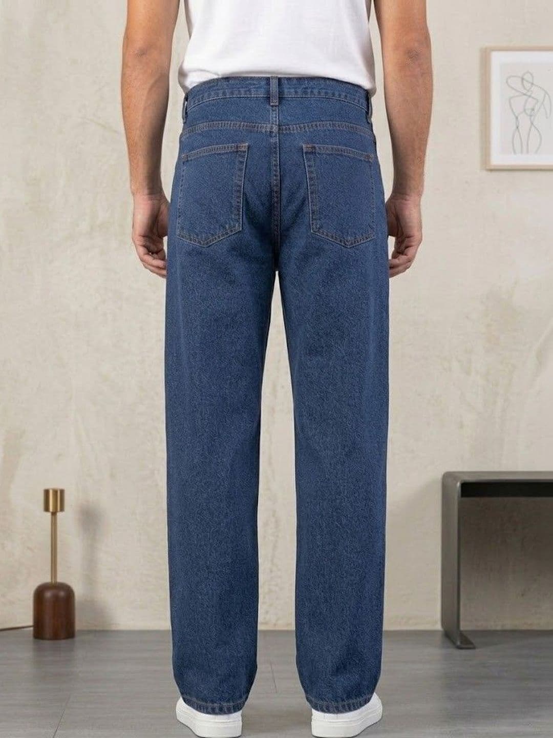 FEBRi Men Wide Leg Mid-Rise Applique Cotton Jeans thumbnail 2