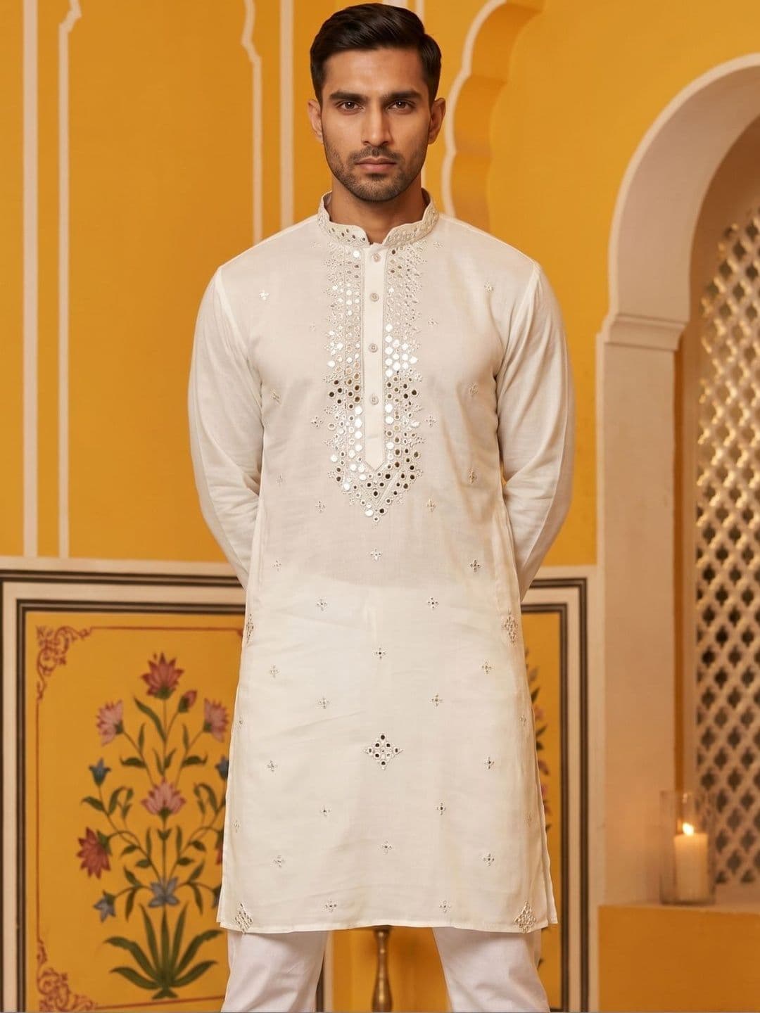 Jompers Men Embellished Mirror Work Kurta thumbnail 5