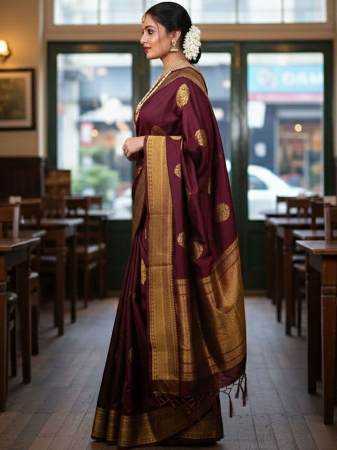 all about you Ethnic Motifs Zari Silk Blend Heavy Work Mysore Silk Saree thumbnail 5