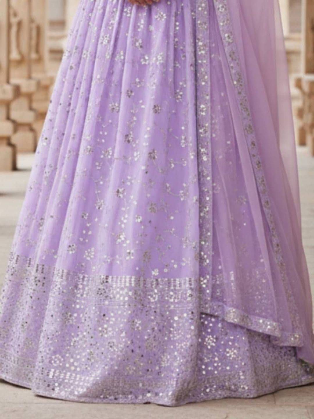 DREAM EXPORTER Women's Lavender Zari Embroidery Work Lehenga Choli thumbnail 5