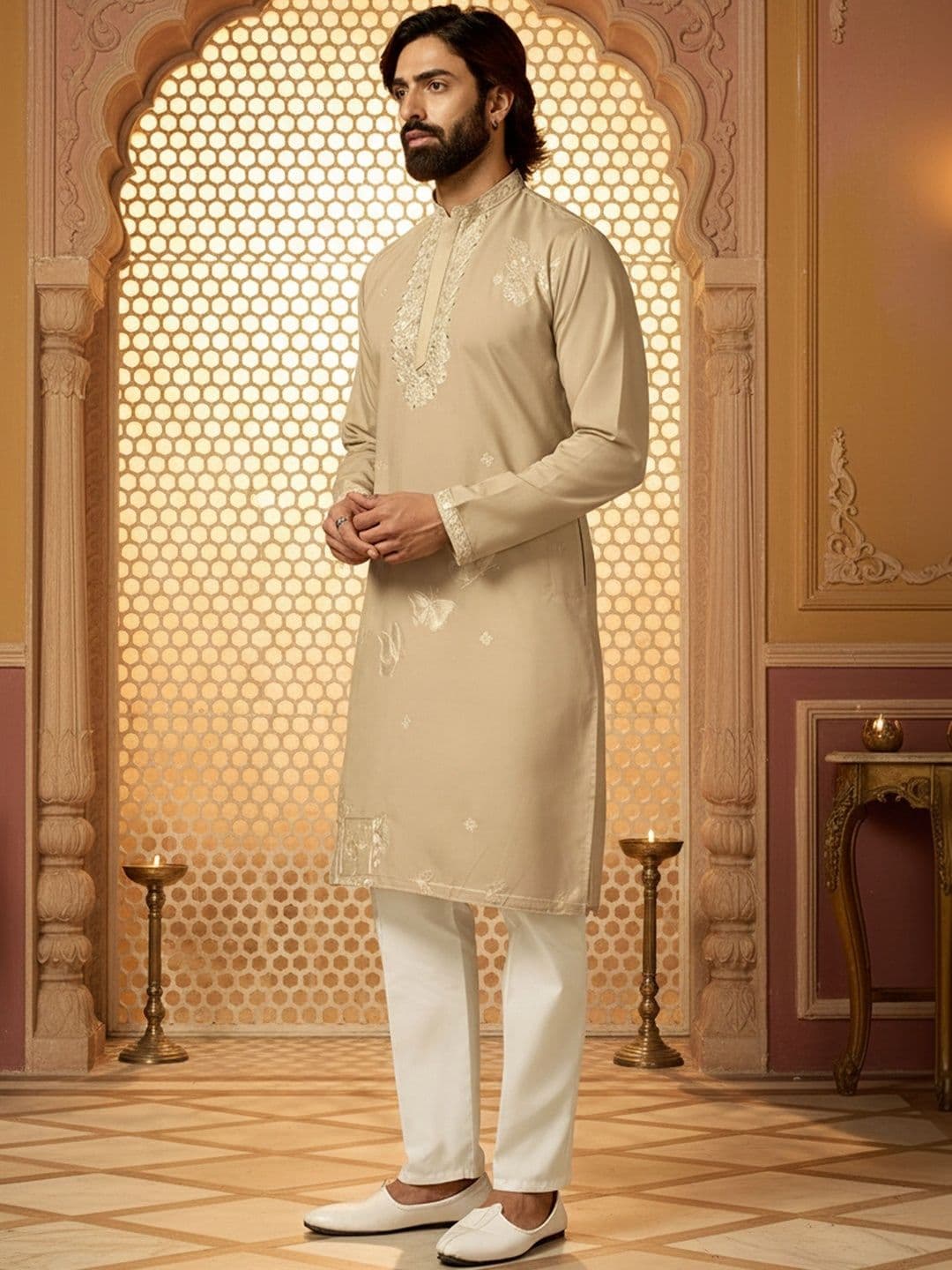 RANGRAAG Men Embroidered Thread Work Kurta - view 1