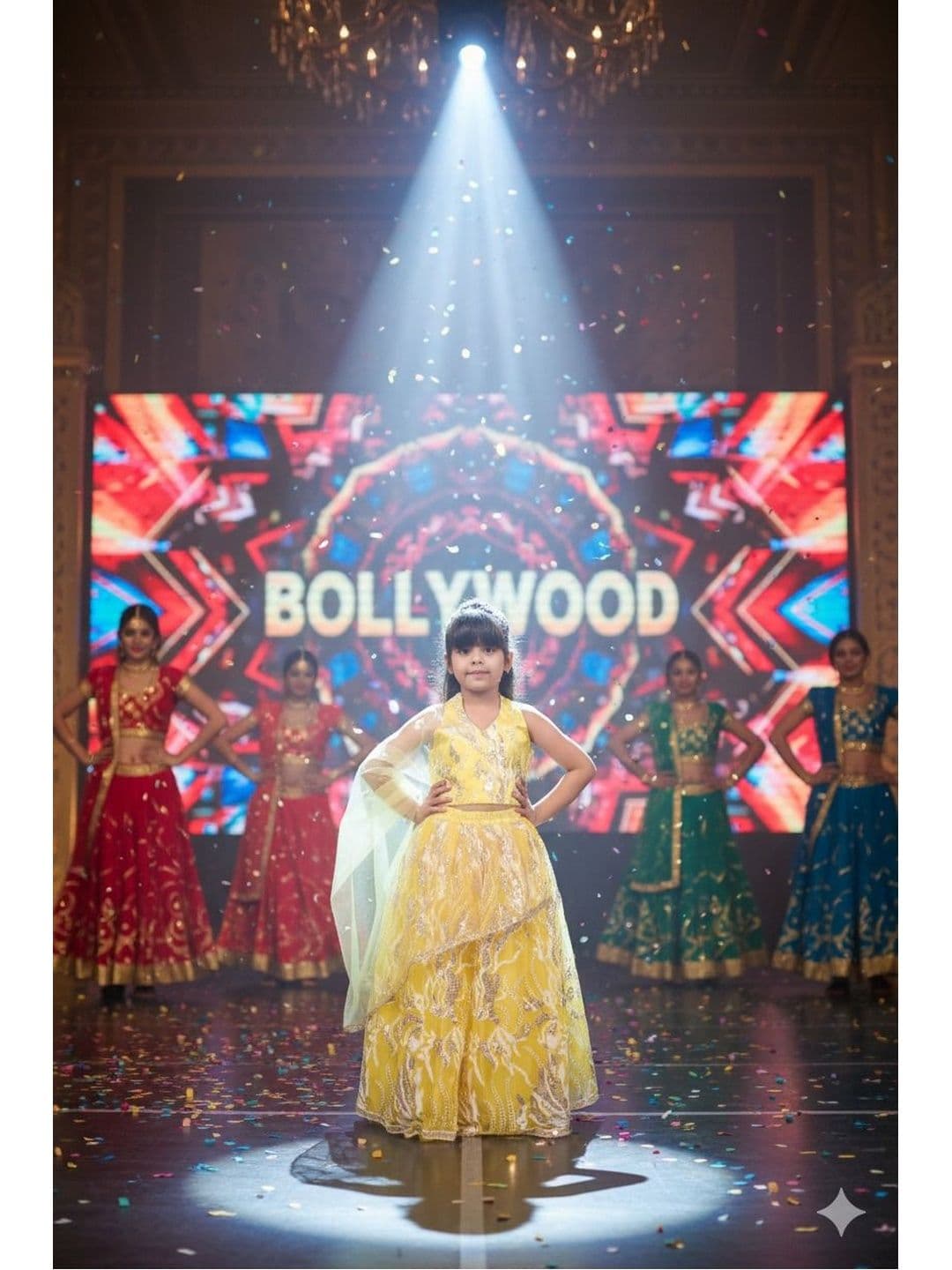 Huggle Boo Girls Yellow Sequin Lehenga Choli thumbnail 3