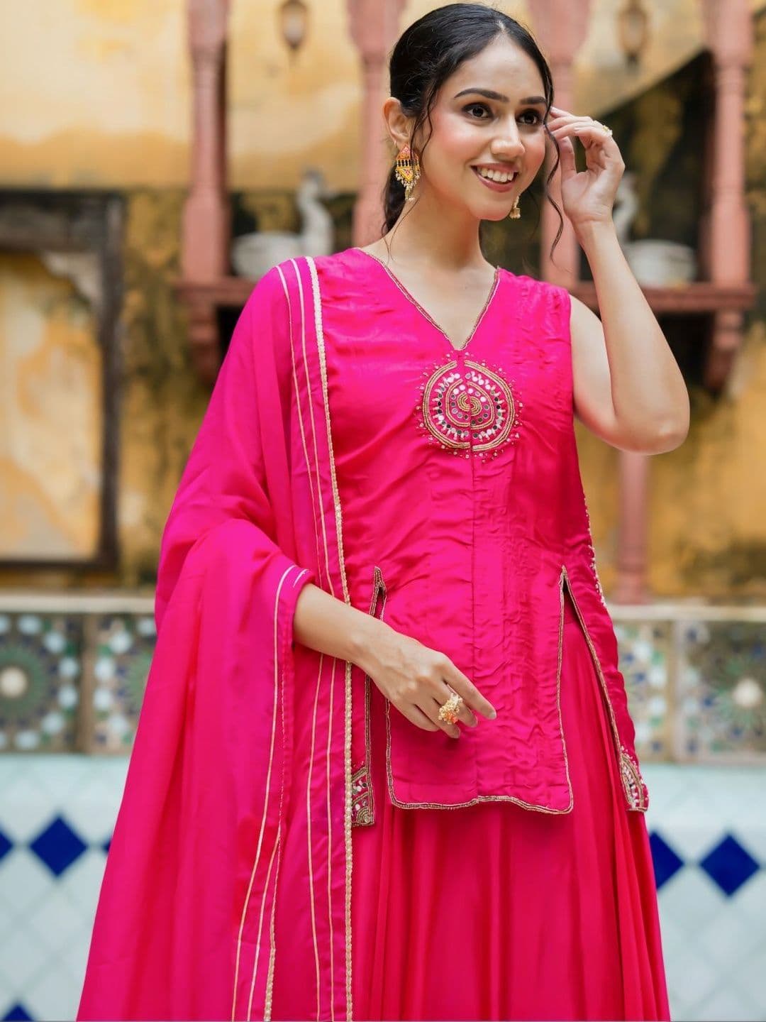 HOUSE OF JAMOTI Embroidered Ready to Wear Lehenga & Blouse With Dupatta thumbnail 7
