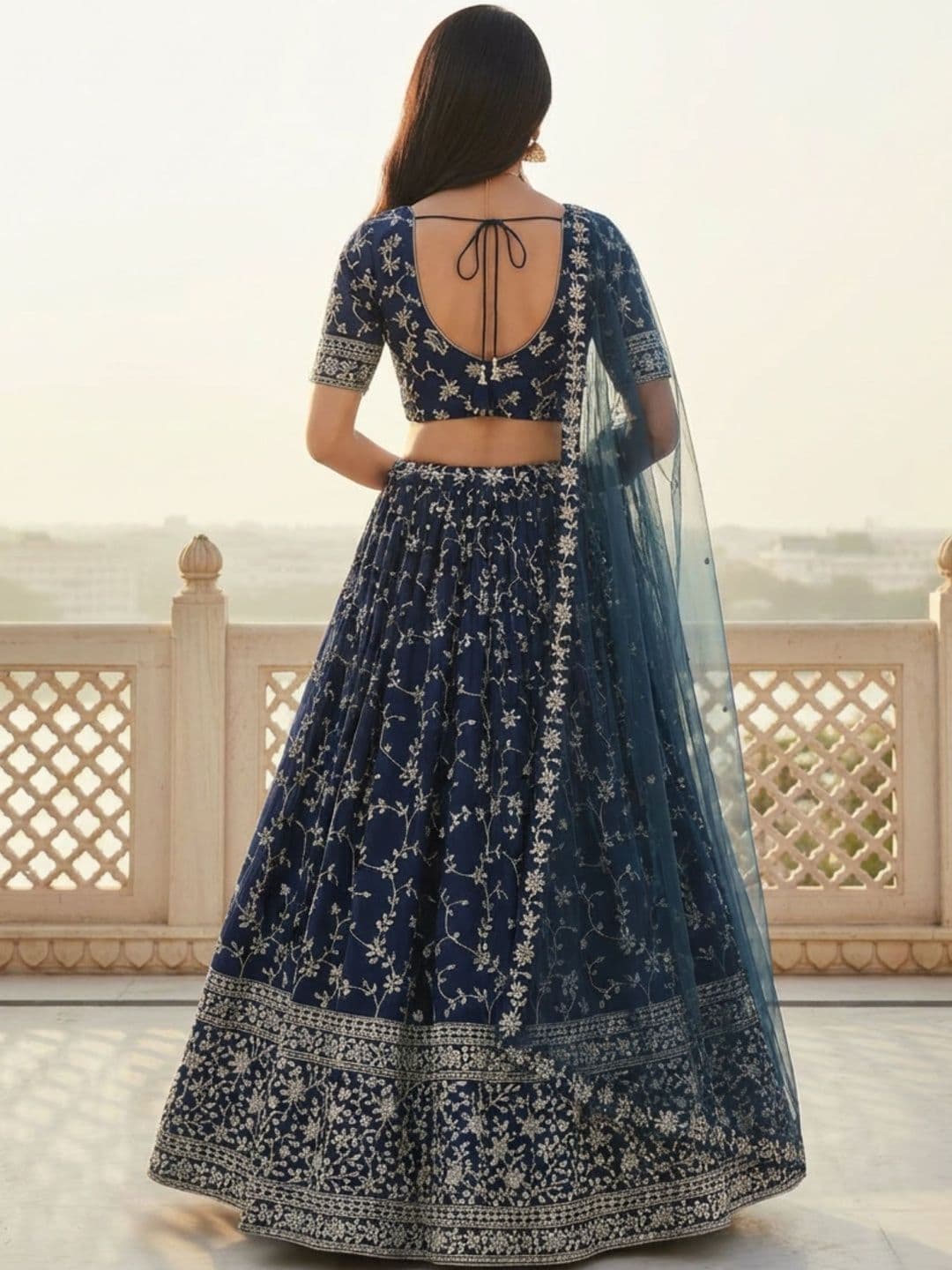 DREAM EXPORTER Embroidered Thread Work Semi-Stitched Lehenga & Blouse With Dupatta thumbnail 4