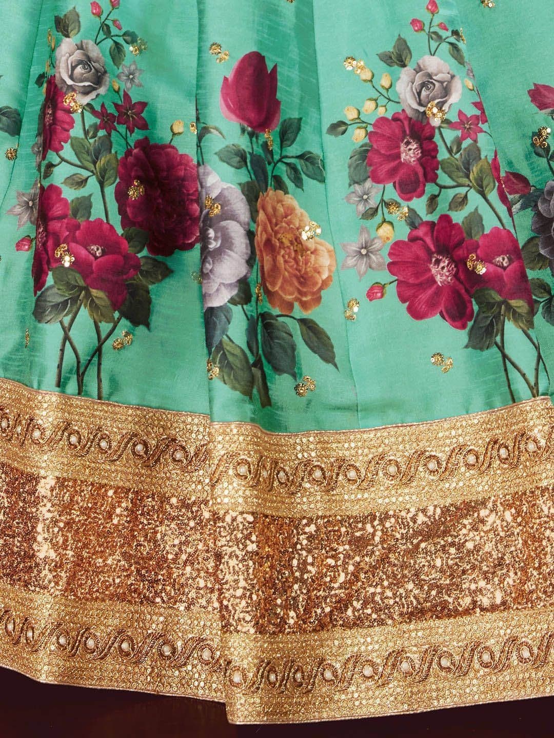 Fusionic Printed Sequinned Semi-Stitched Lehenga & Unstitched Blouse With Dupatta thumbnail 3
