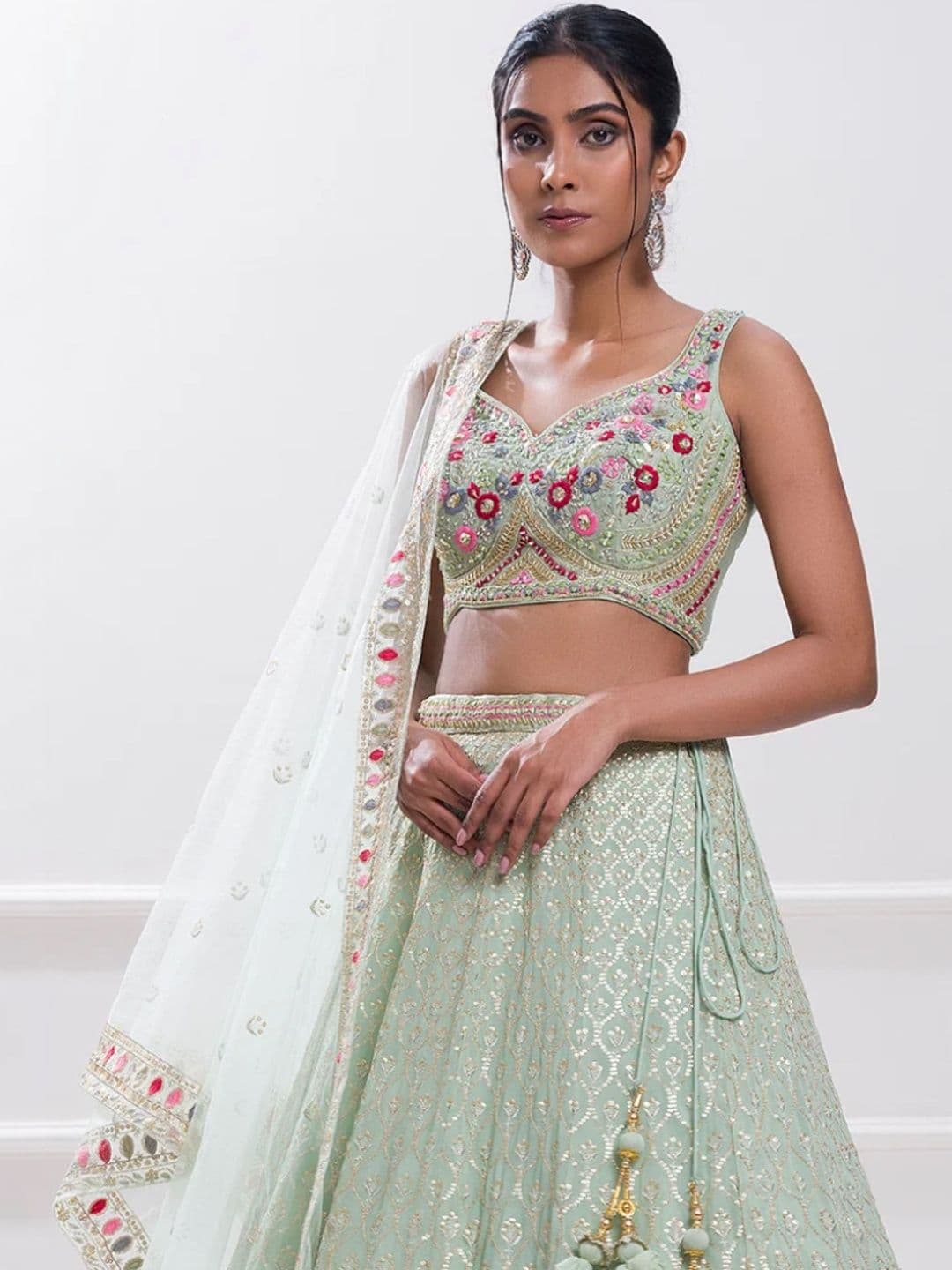 DREAM EXPORTER Embroidered Thread Work Semi-Stitched Lehenga & Blouse With Dupatta thumbnail 5
